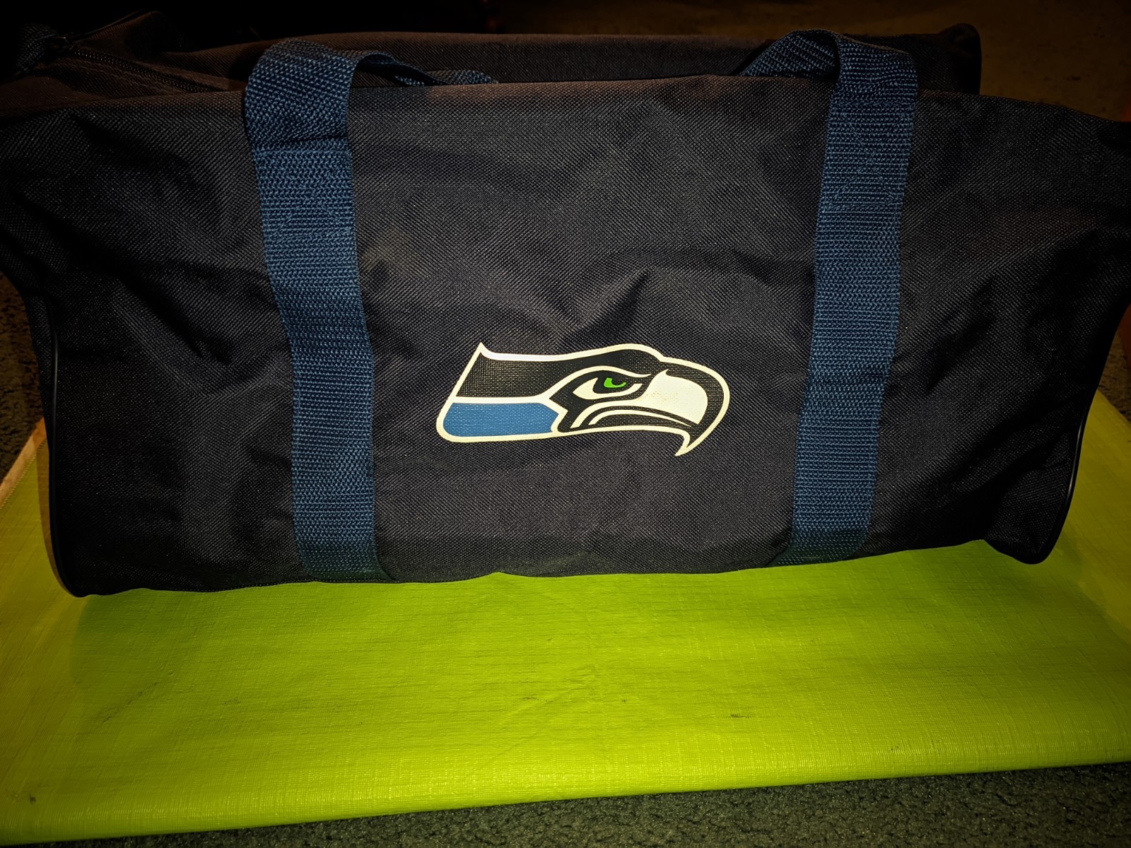 Seattle Seahawks Duffel Bag Gym Vintage NFL Football Black and Blue retro