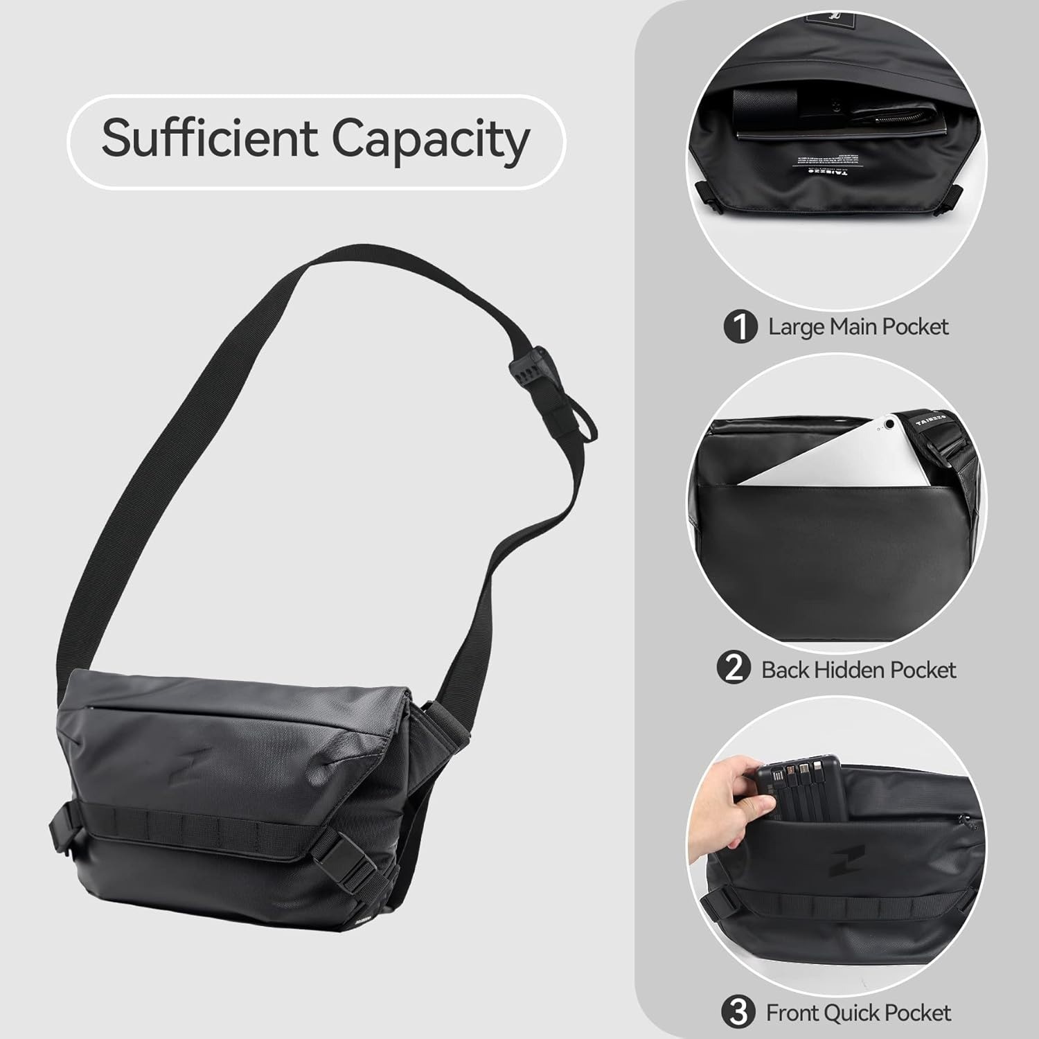 Waterproof Crossbody Bag for Men Travel Messenger Shoulder Bag