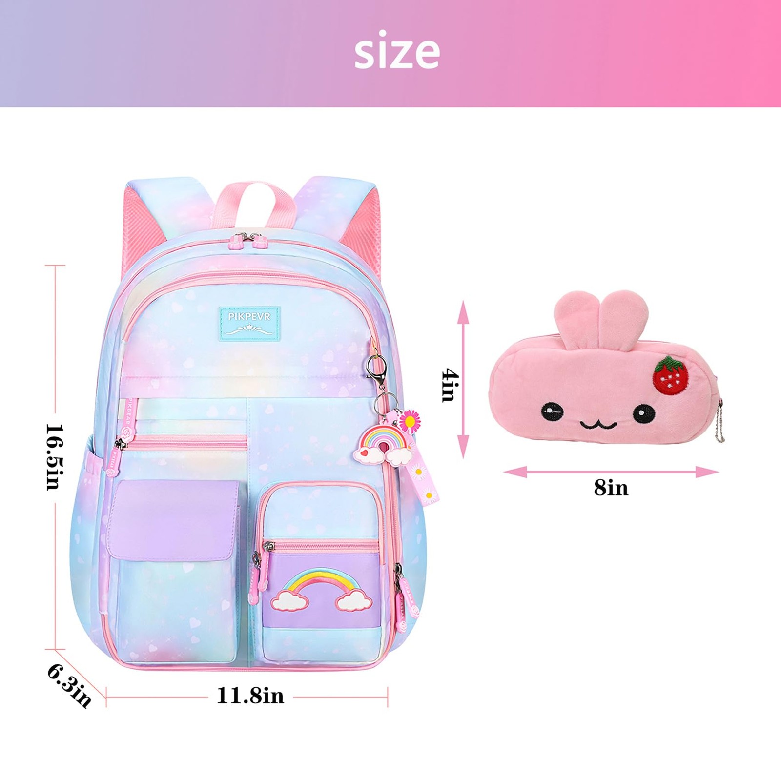 Girls Backpack Starry Rainbow Bookbag Cute Large Capacity Backpack Multifunct…