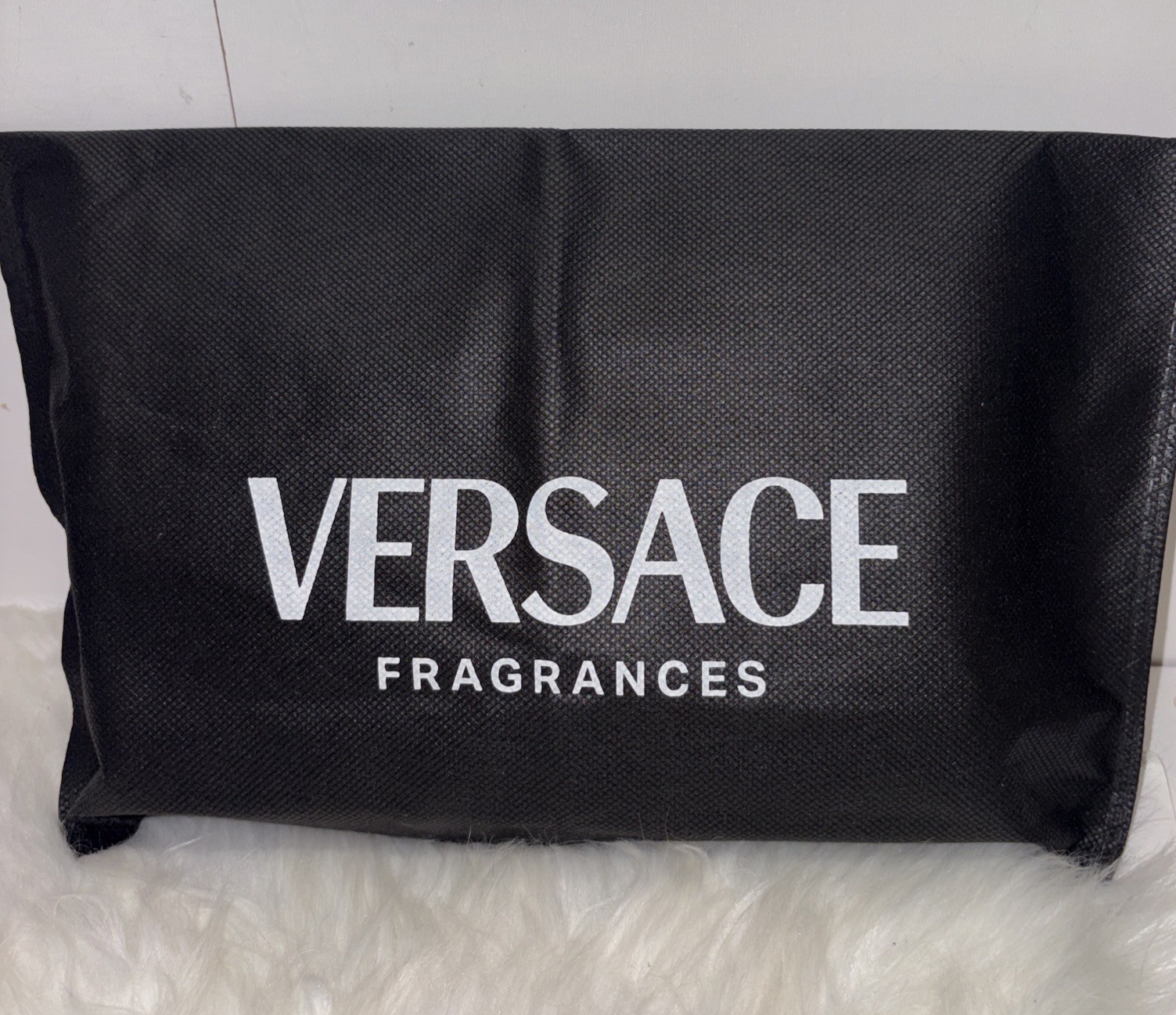 VERSACE Men’s Bag Pouch Cologne Fragrance Black Silver Institutional Travel