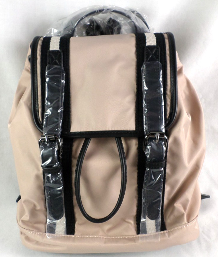 Neiman Marcus Blush Pink w/Black Accent Durable Nylon Large Travel Backpack NWT