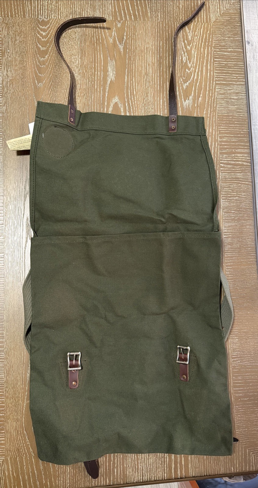 DULUTH PACK #51 Utility Backpack Olive Canvas w/Brown Leather Trim Adjustable