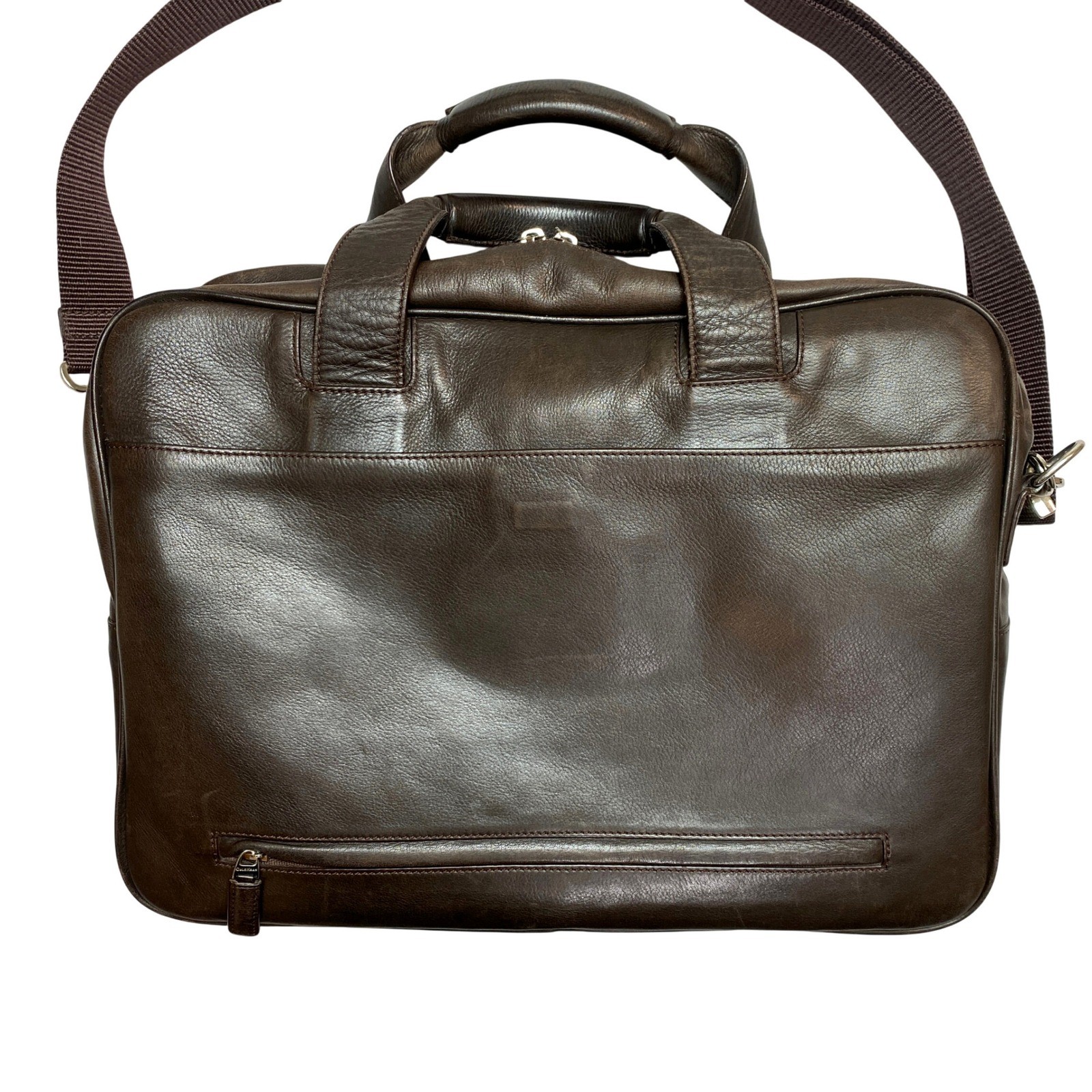 Cole Haan Leather Messenger Bag Briefcase Dark Brown Laptop Bag