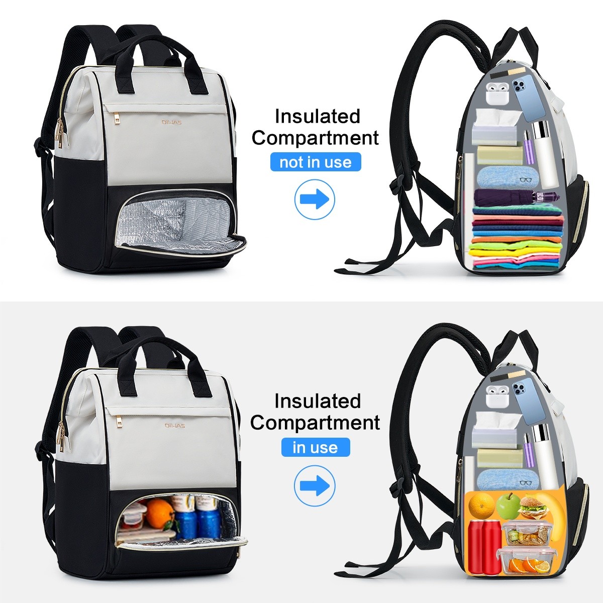OIWAS Cooler Backpack Insulated Lunch Backpack Women Men 15.6″ Laptop Backpack