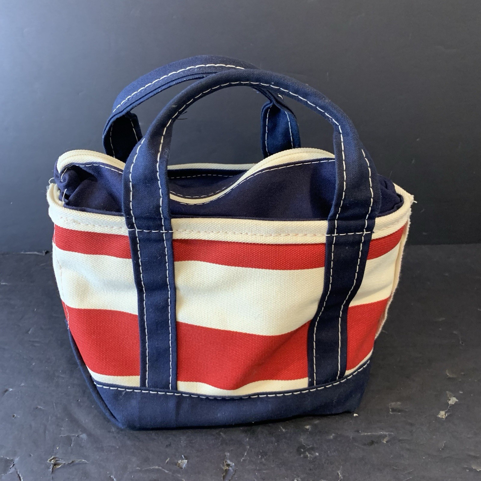 Vintage LL Bean Boat & Tote Mini Bag – Women Purse – Red, Blue & White Flag