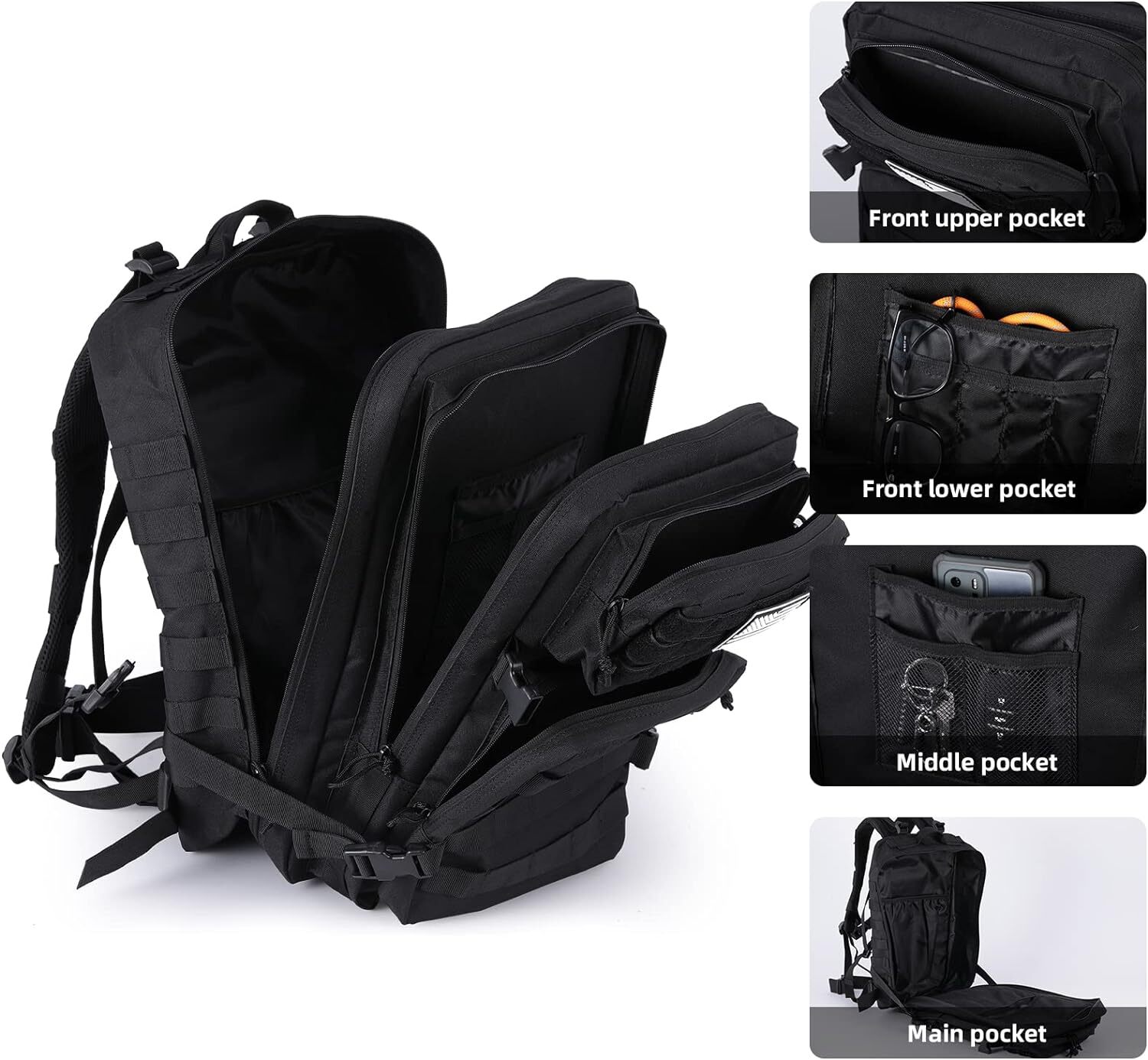 45L Large Military Tactical Backpack Army Molle Bag Rucksack 3 Day Assault Pack
