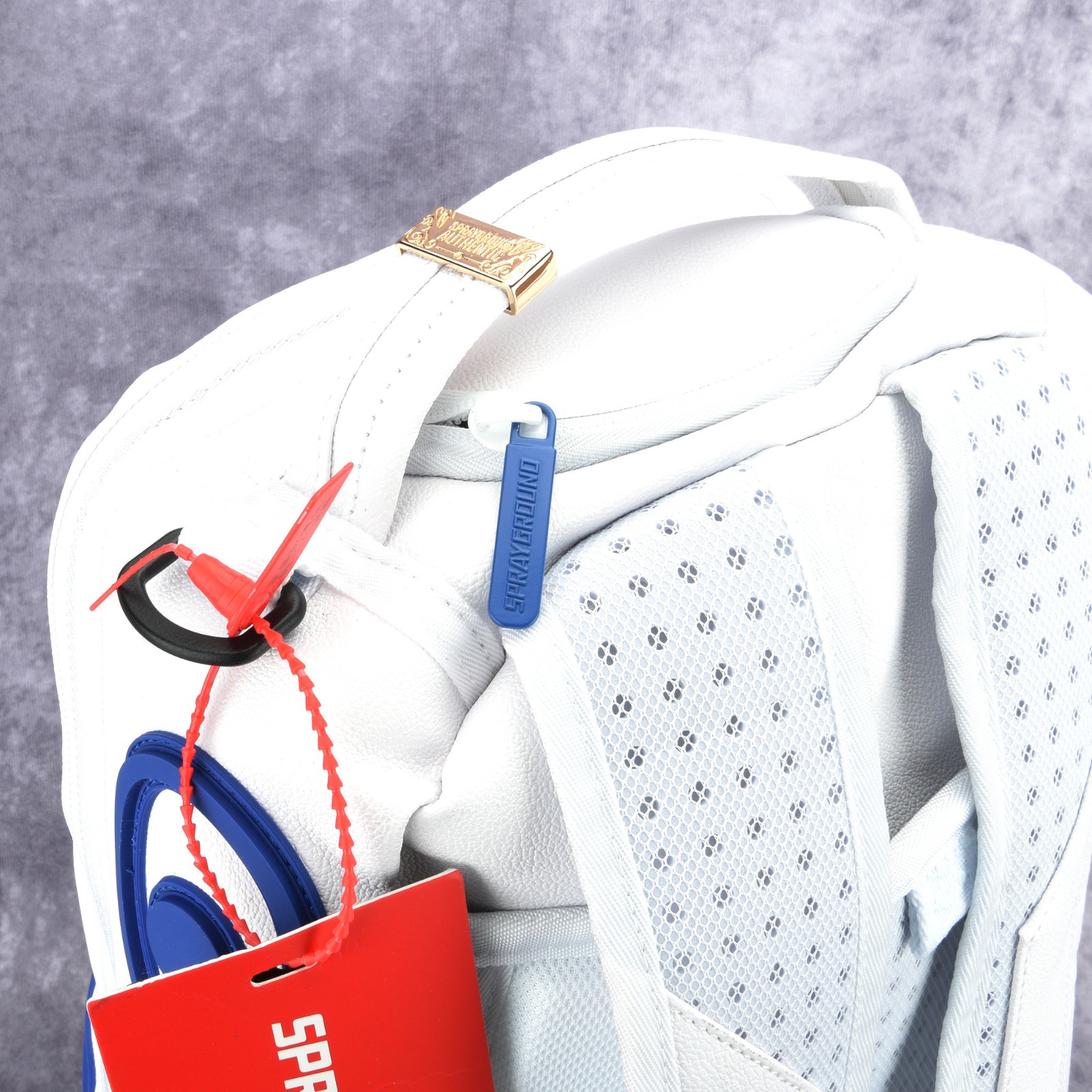 Sprayground Shark PVC Large Leather Backpack Unisex Plaid Natural White New York