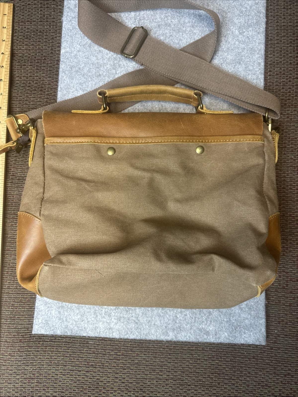 Gearonic Messenger Bag Leather & Canvas Brown Computer Shoulder Strap Magnetic