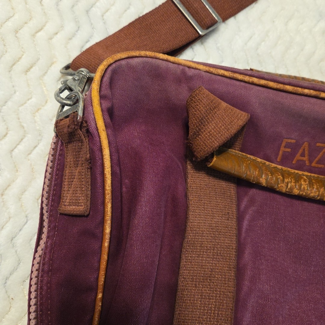 VTG Lands End Square Rigger Canvas Briefcase Messenger Bag Burgundy Made USA