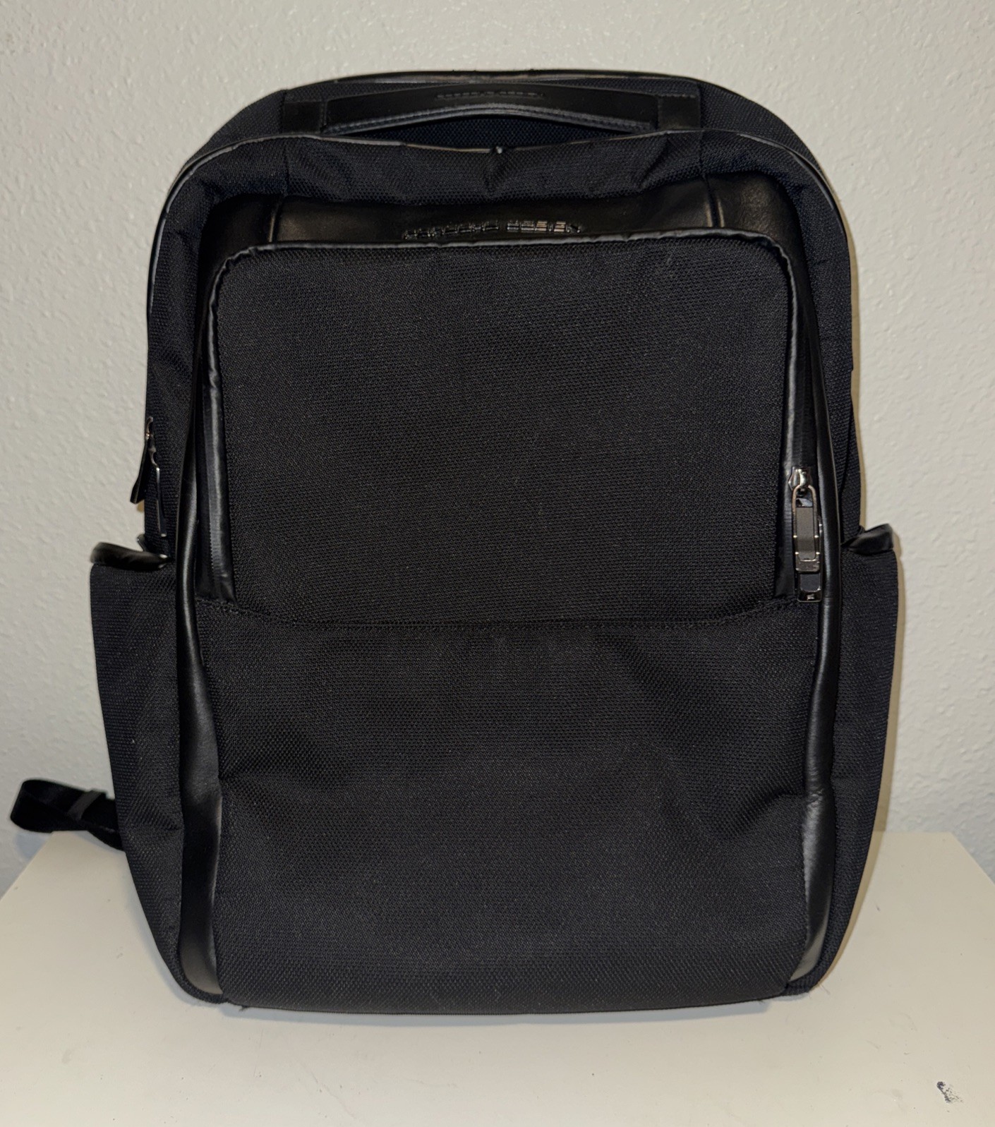 Porsche Design Black Roadster Water Resistant Nylon Leather Logo Backpack XS