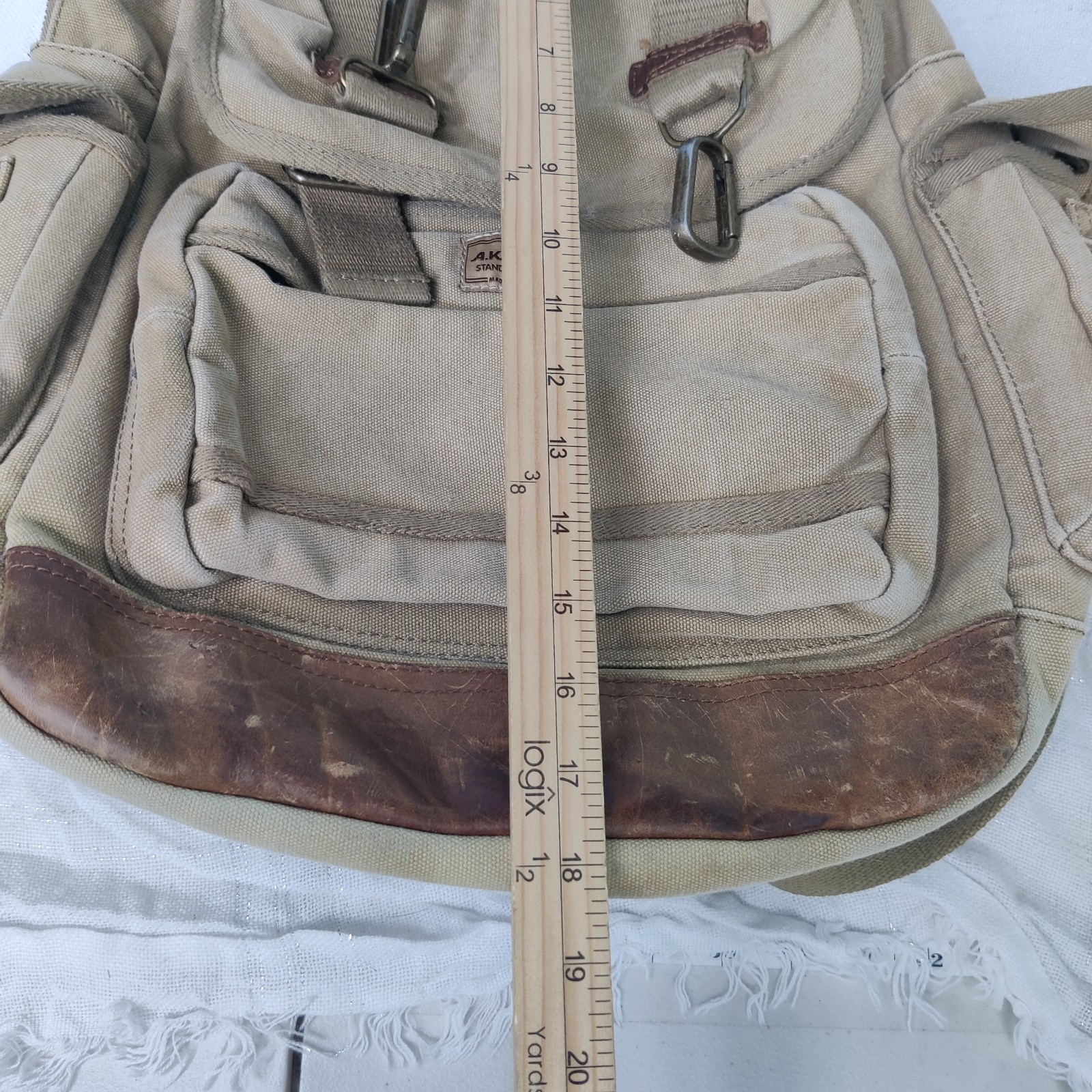 A. Kurtz Standard Issue Canvas Backpack Khaki Tan Military Rucksack FLAW