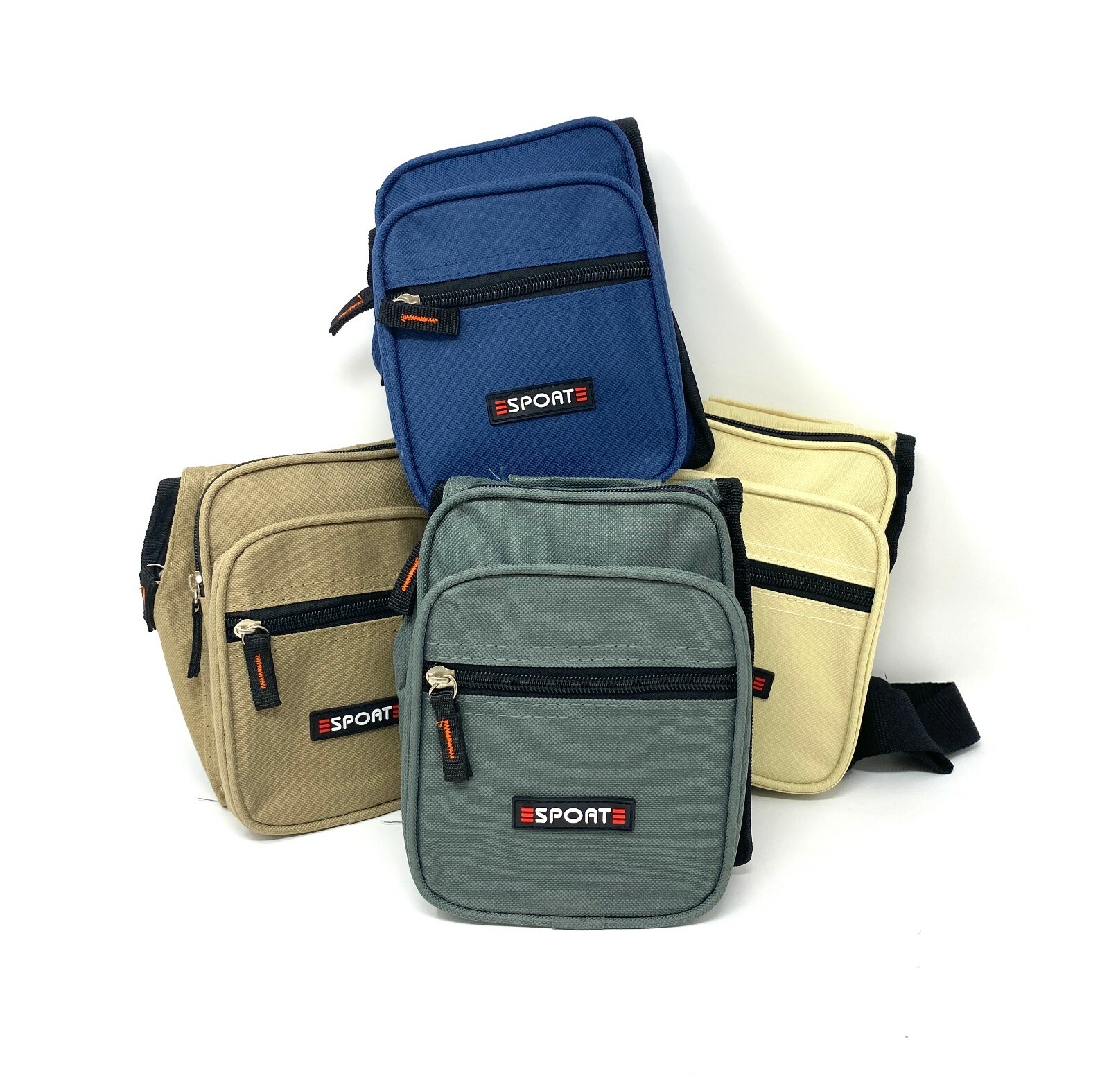 Messenger Navy Bag Polyester Sport 4 Zippers Cellphone Pouch Unisex 010004