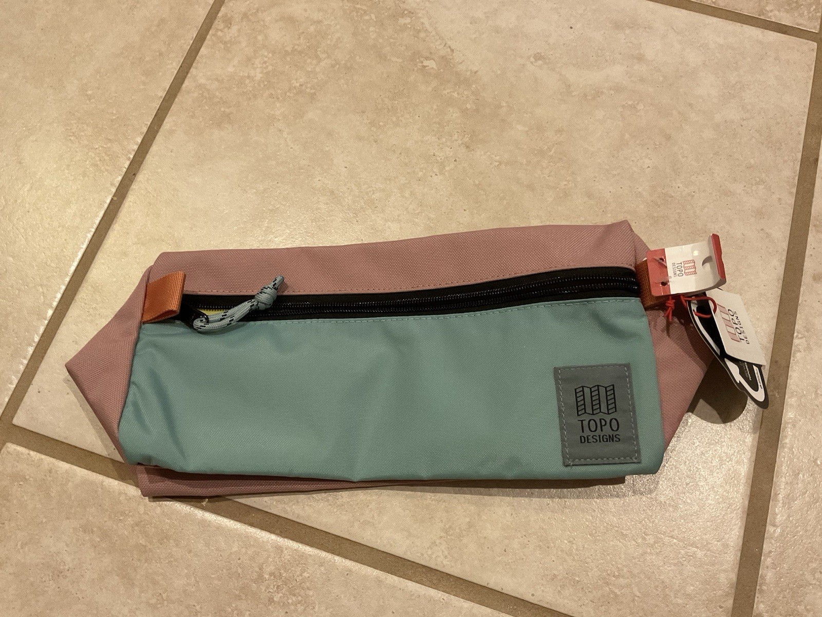 Topo Designs Dopp Kit Zip Carry Bag Rose Geode Green Triangle Nylon New