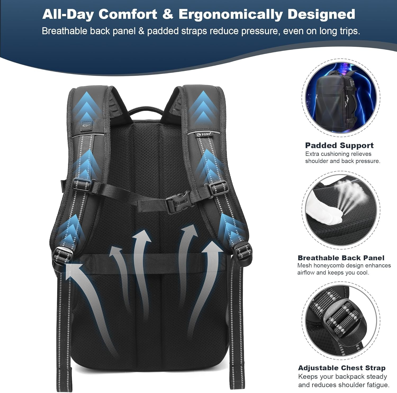 60L Expandable Water-Resistant Vacuum Backpack with Pump & TSA Lock