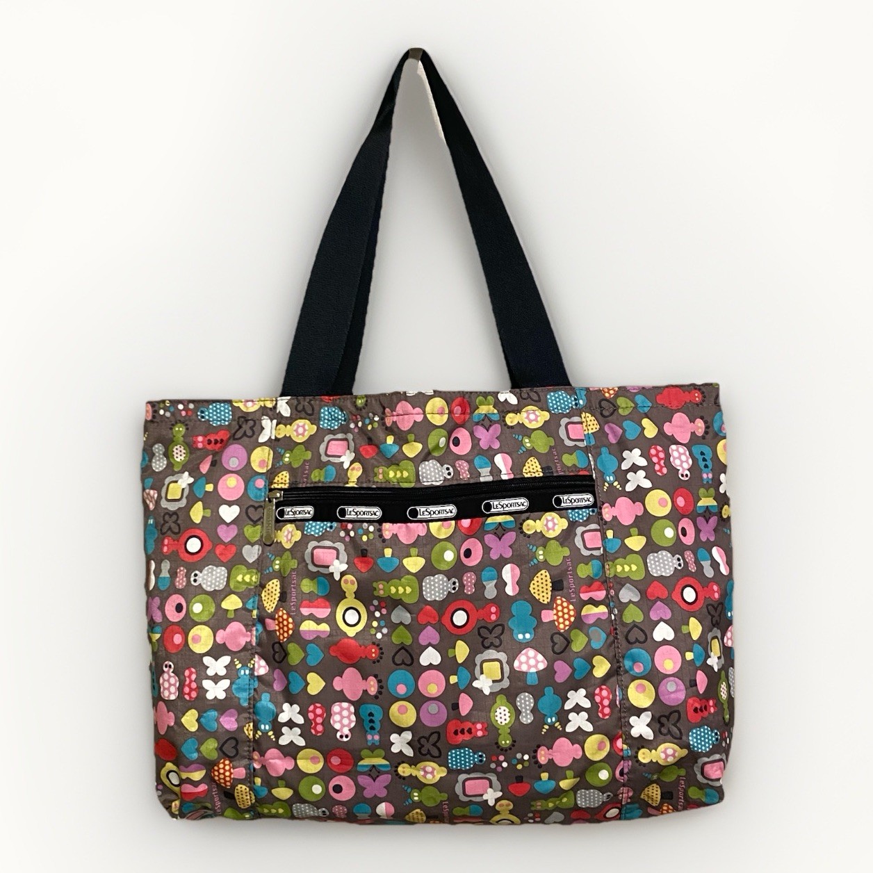 LeSportsac Classic Tote Large Travel Shoulder Bag Reversible Mushroom Butterfly