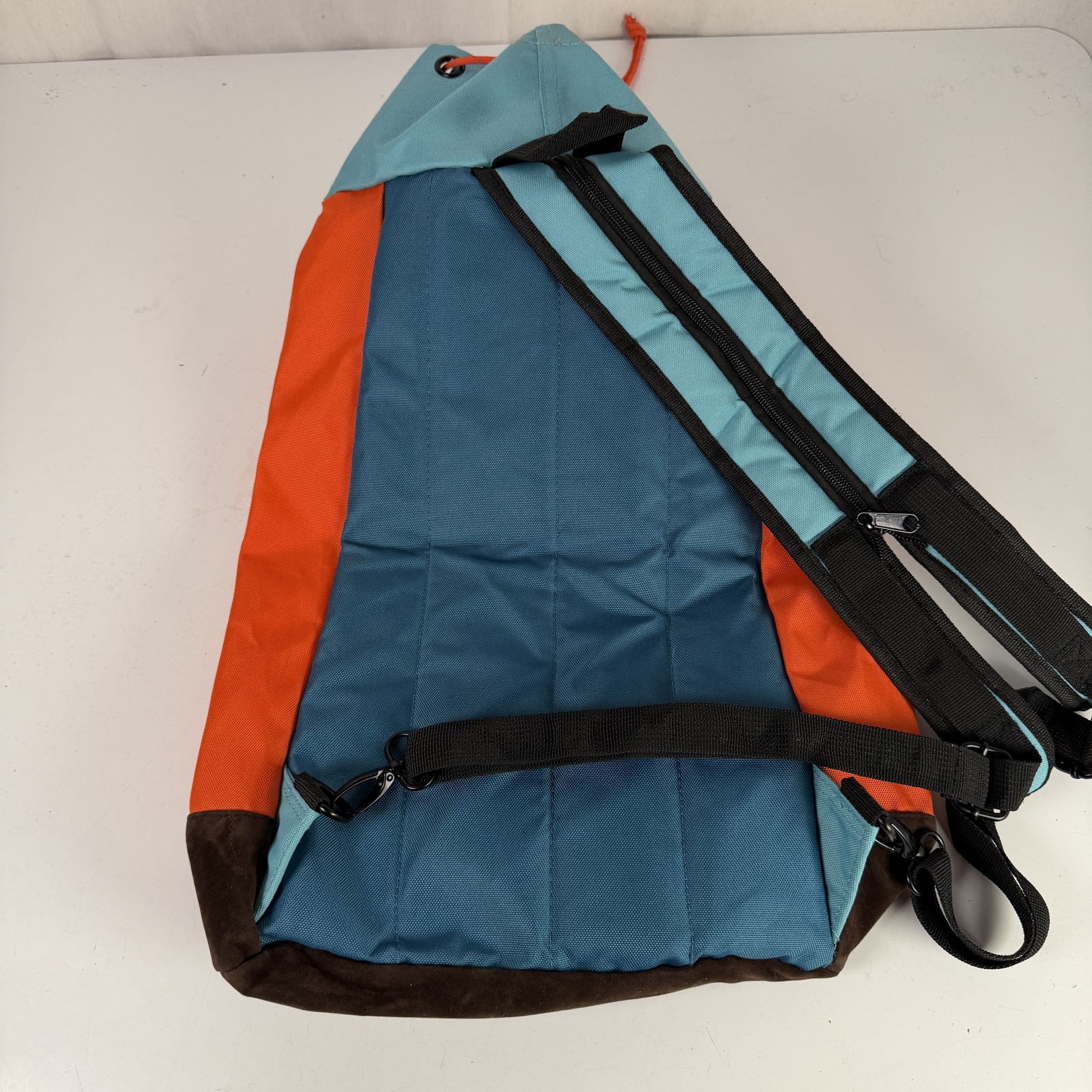 Alpini Official Drawstring Duffel Bag Backpack Teal Orange Suede Base Men’s