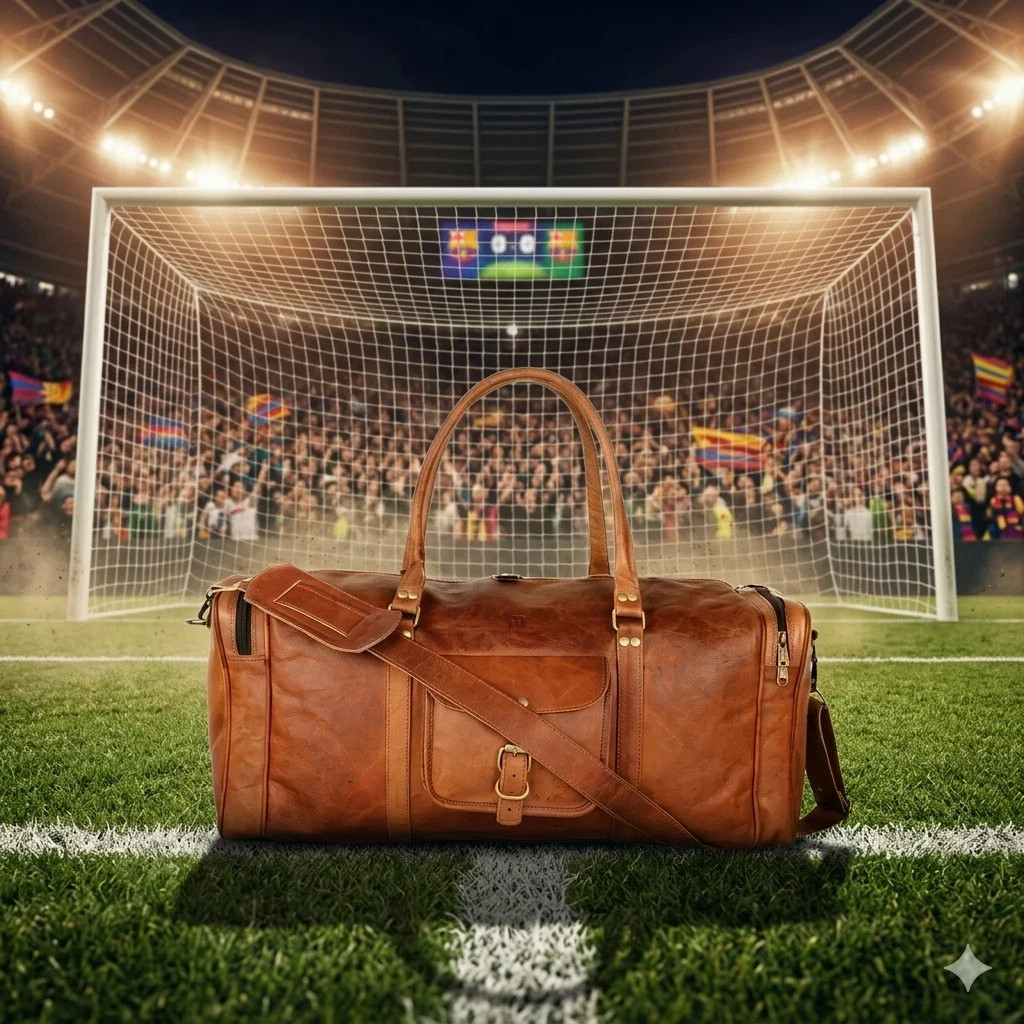 Goat Leather Bag Gym Travel Luggage Genuine Vintage Brown Duffel Men’s New