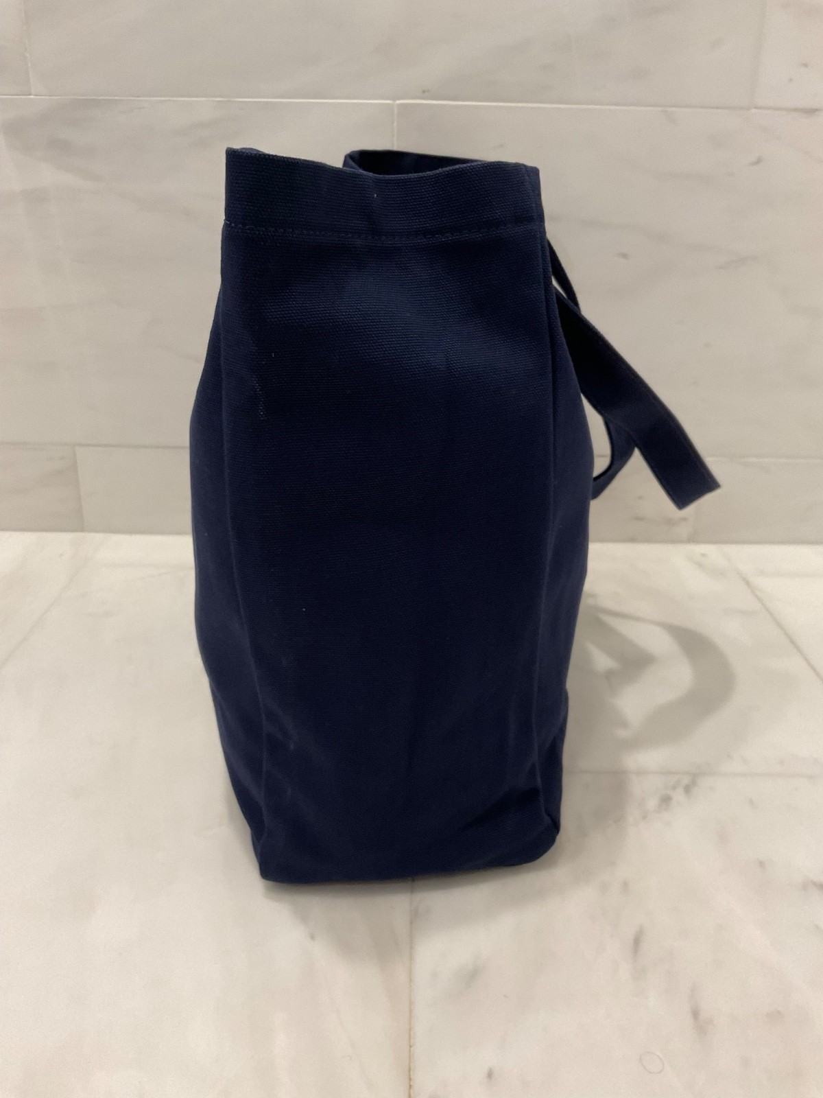 NWT Polo Ralph Lauren NAVY BLUE Cotton Chain Stitch Embroidered Canvas Tote Bag