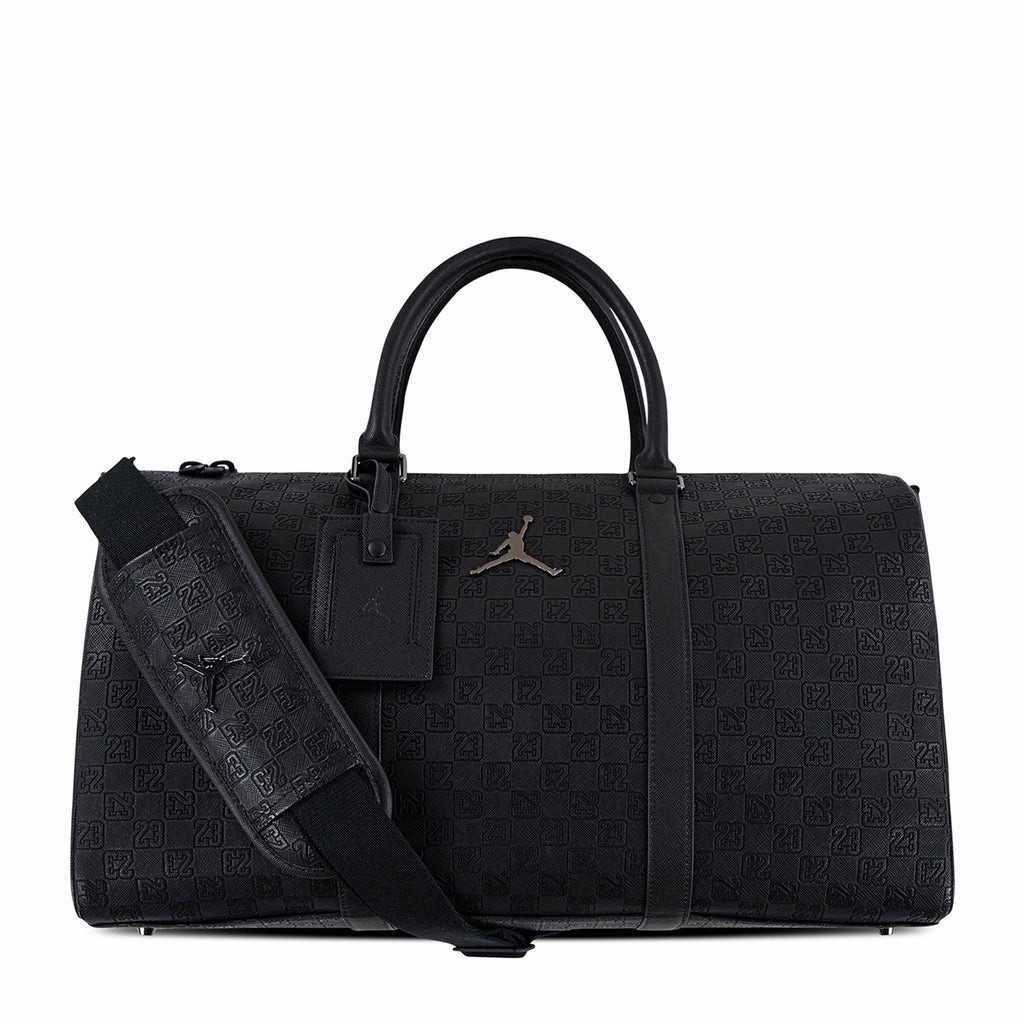 Nike Air Jordan Monogram Leather Duffle Bag Black Silver MM0987-023