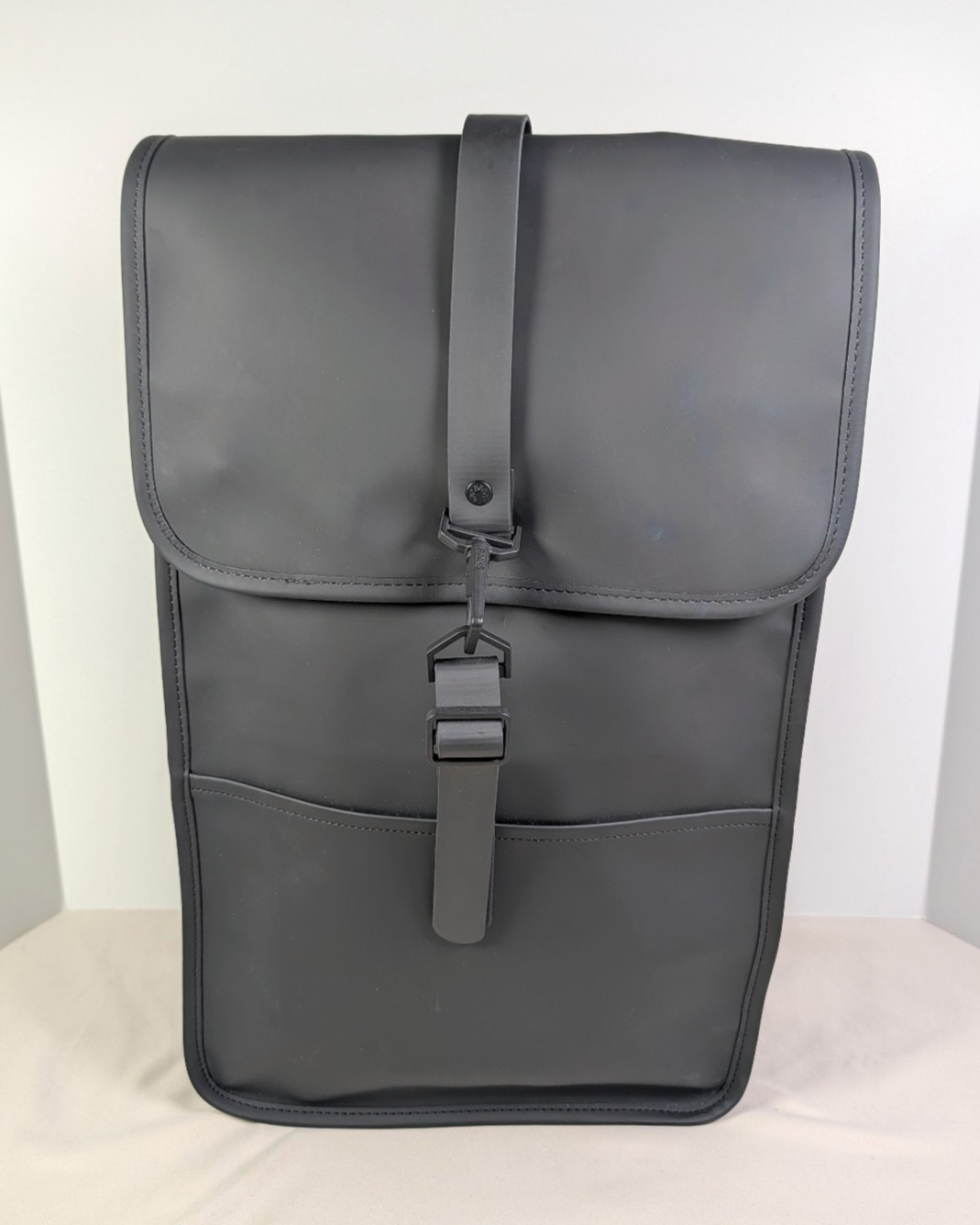 RAINS Waterproof Backpack Black Minimalist Laptop School Travel Bag