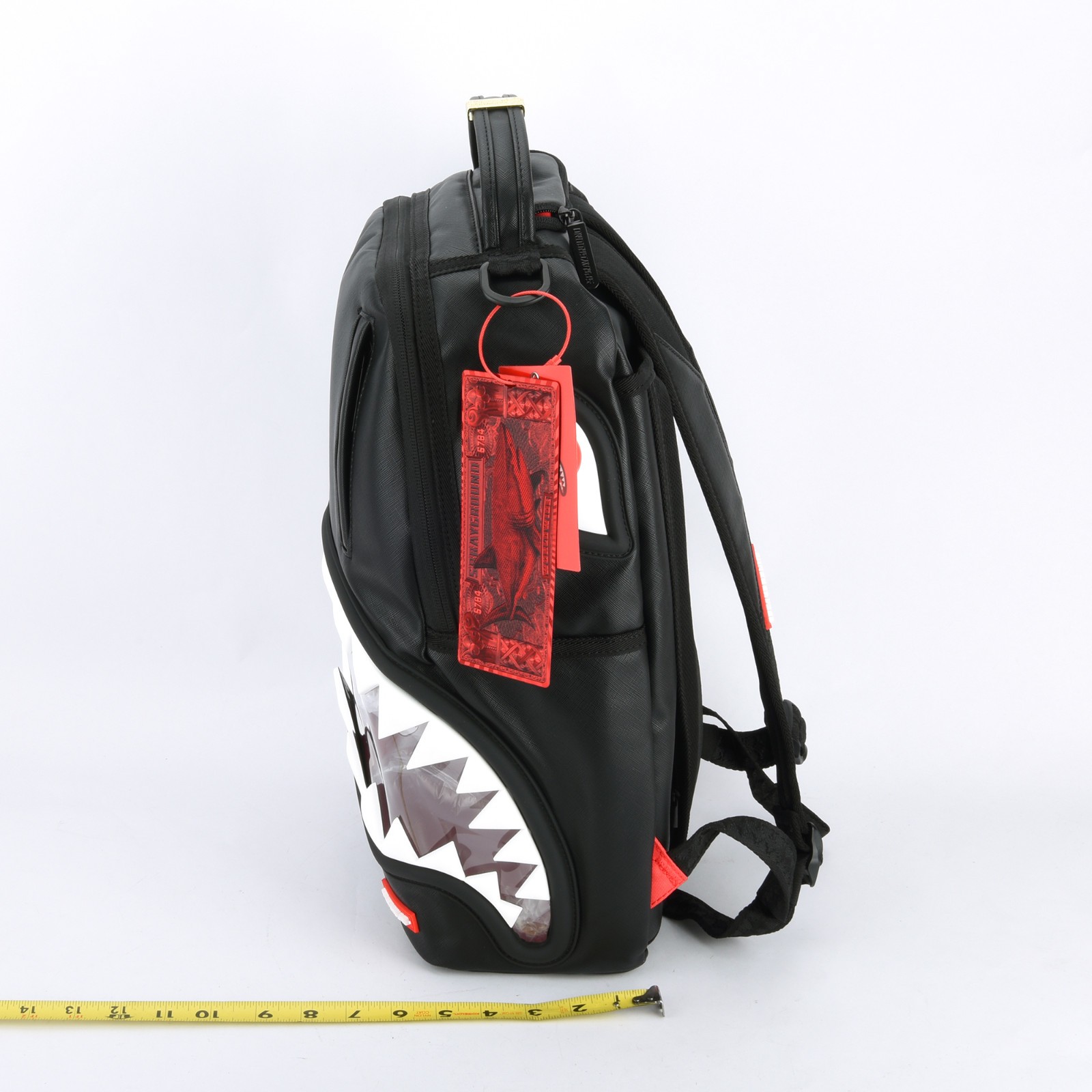 Sprayground Shark Big Bite Lucid Clear Shark Bite Bag zipper Backpack Black