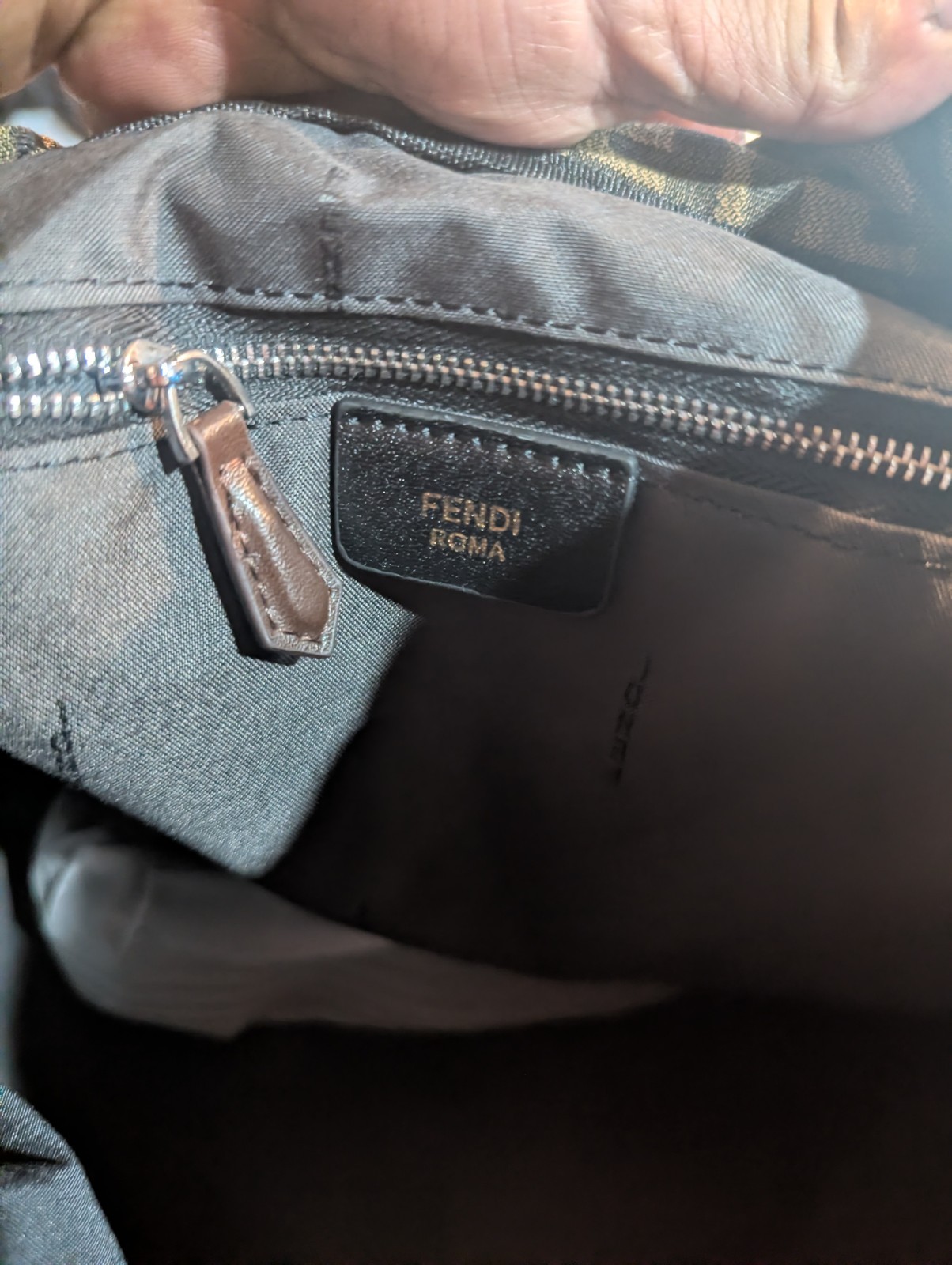 Fendi Monogram Black Brown Men’s Backpack Adjustable Straps Inner Pockets Zip