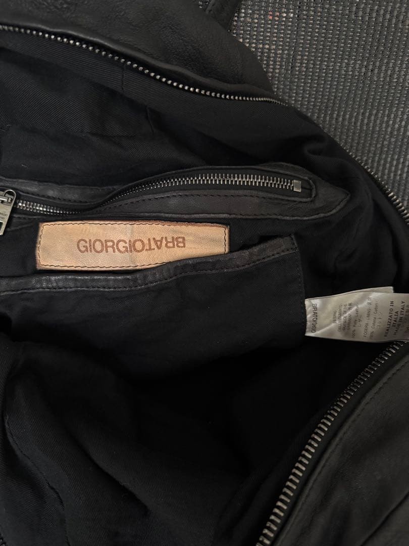 GIORGIO BRATO Leather Backpack Black 31x41x17cm