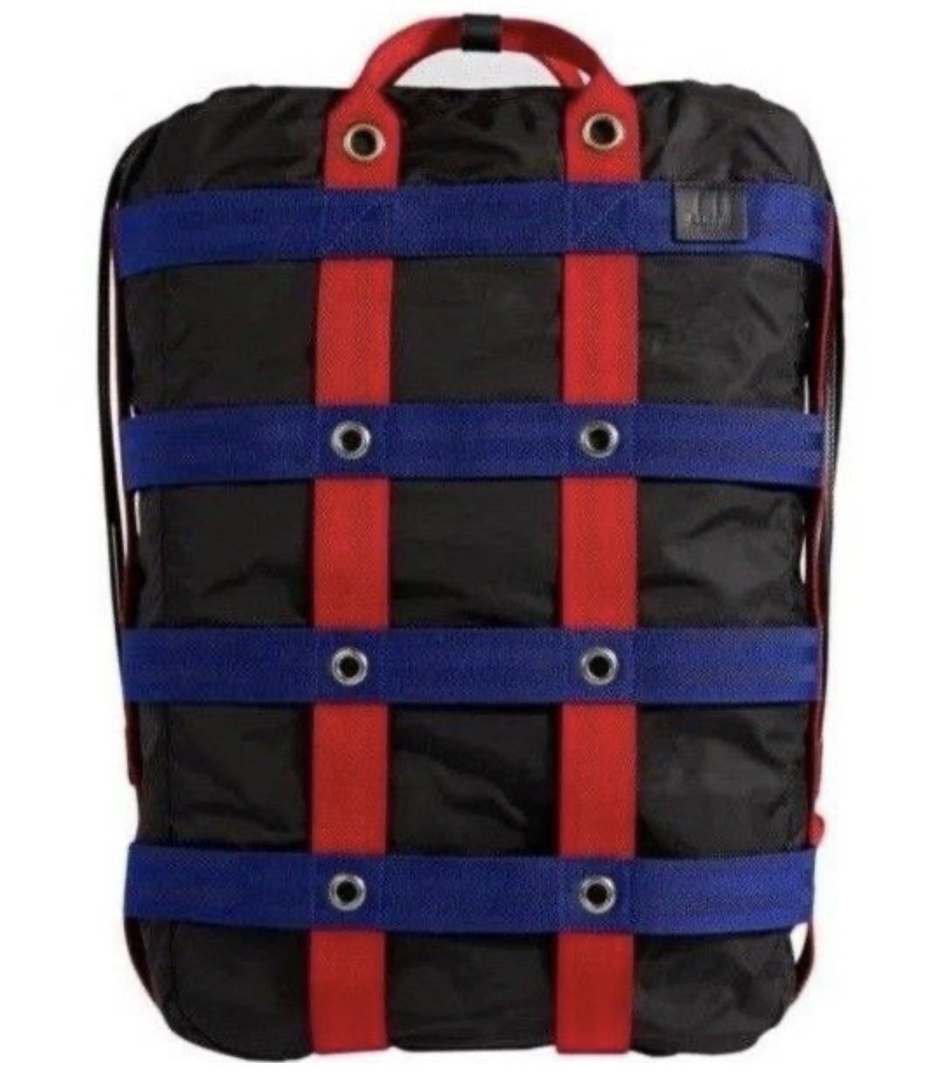 NWT $1083 Dunhill Black – Blue Backpack with red Straps Made in Italy.