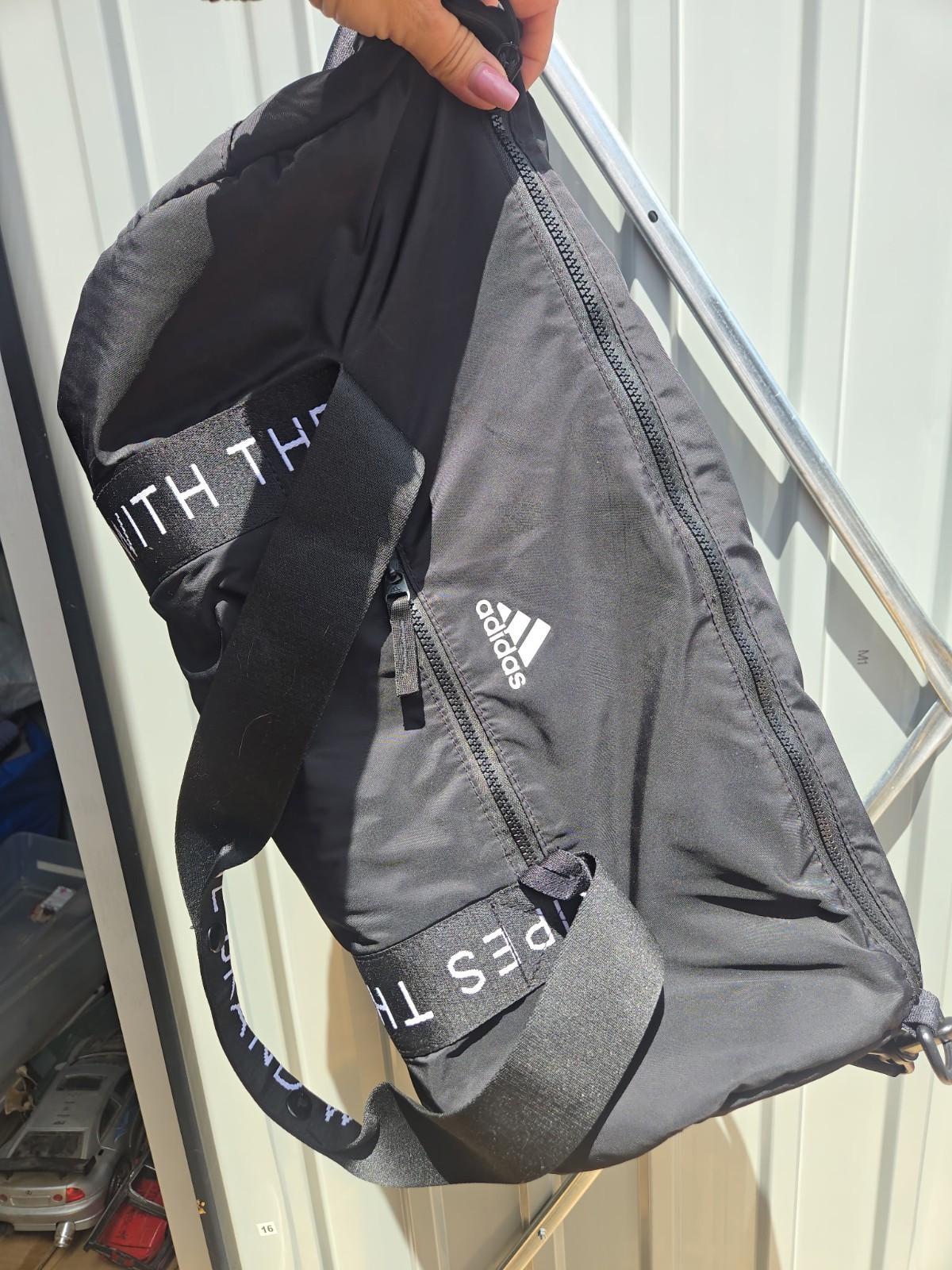 Adidas Black Sling Backpack Crossbody Bag W/ The Three Stripes Adjustable Strap