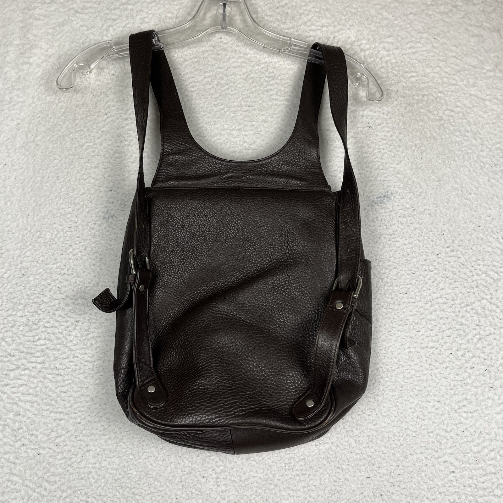 Vintage Ellington Brown Leather Backpack Saddle Bag Pebbled Genuine Leather