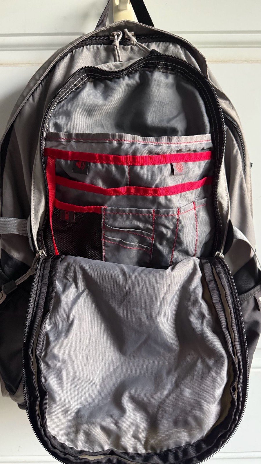 The North Face Recon Backpack Gray and Lime Green Hiking School Laptop Bag