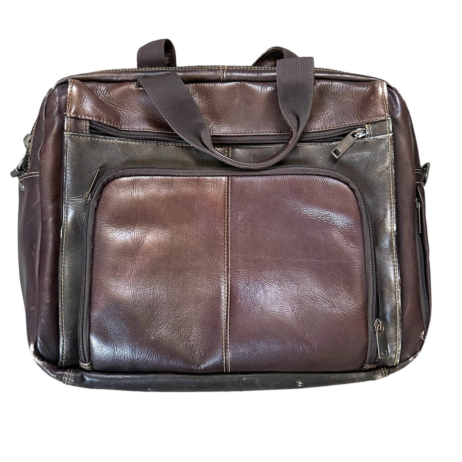 Wilsons Leather Dark Brown Rugged Double Gusset Brief Laptop Bag 17″ x 14″
