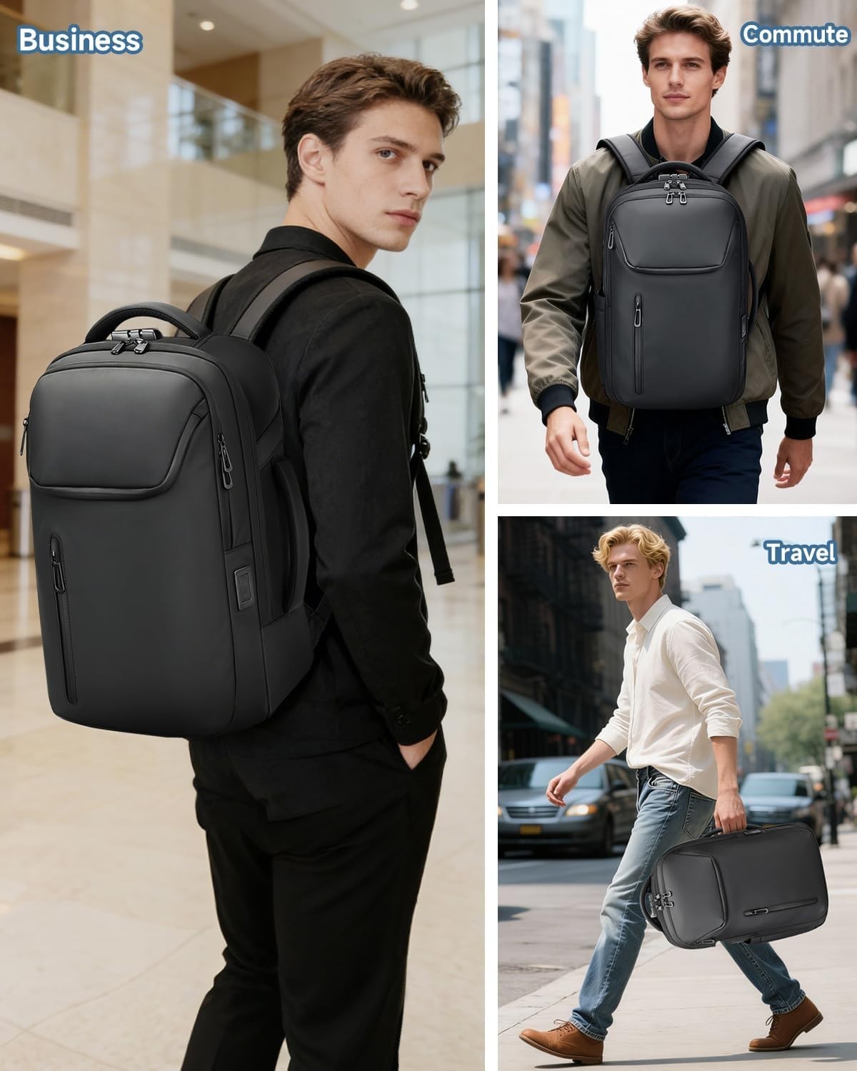 Versatile Water-Resistant Business Backpack with USB Charging for Professionals