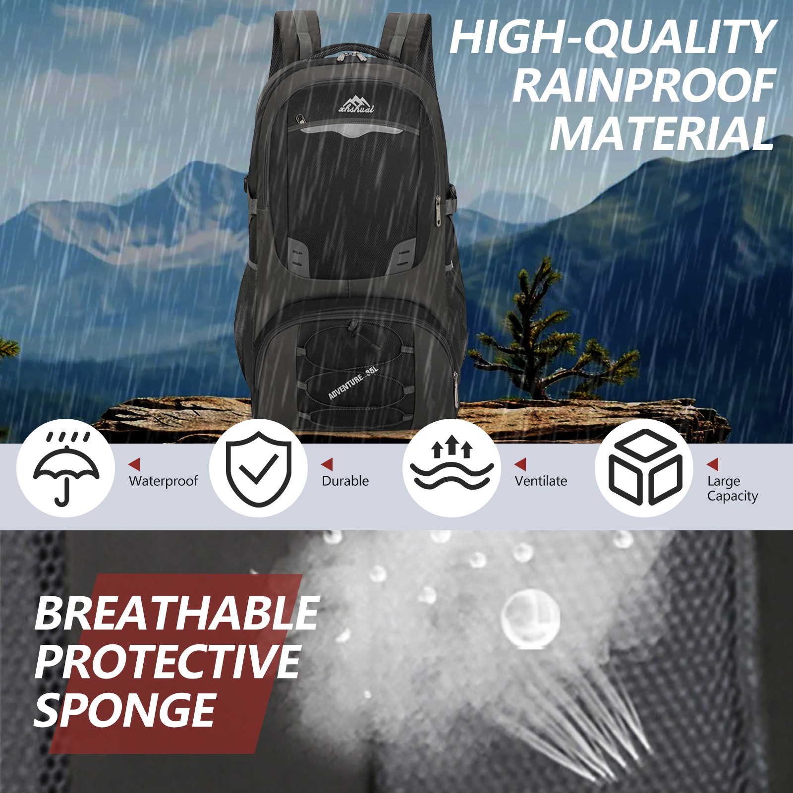 60L Military Large Tactical Backpack Rucksack Camping Hiking Bag Outdoor Travel
