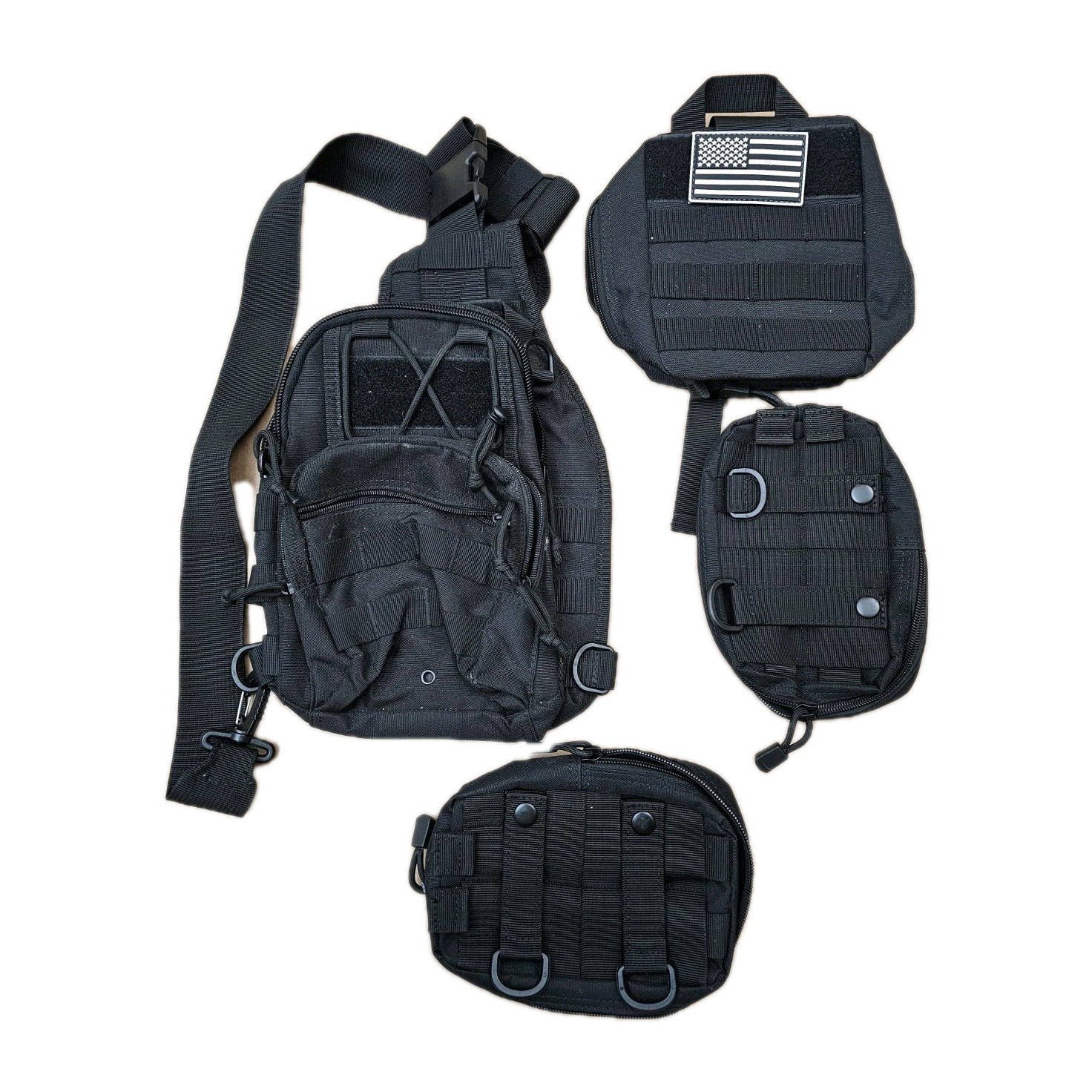 Lot Tactical Sling Bag Black Compact Shoulder Pack MOLLE Messenger Bag