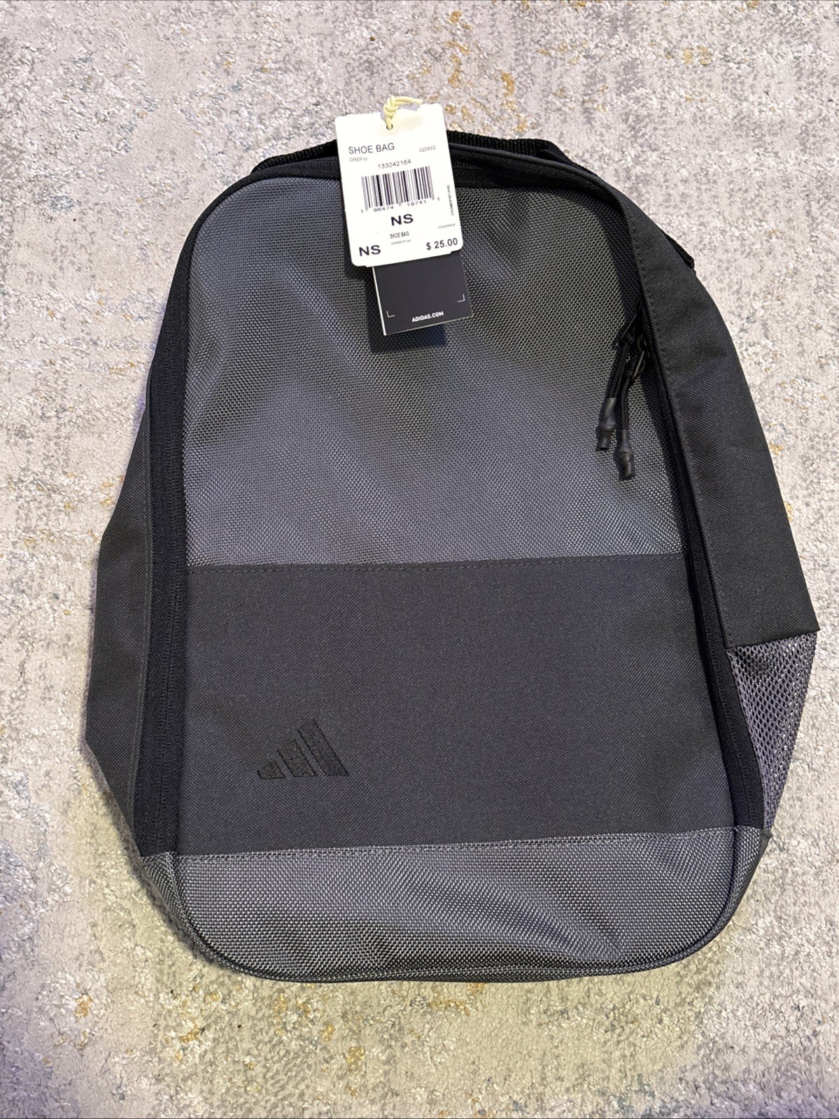 Adidas Shoe Bag Athletic Sneaker Storage Gray and Black NWT IQ2892