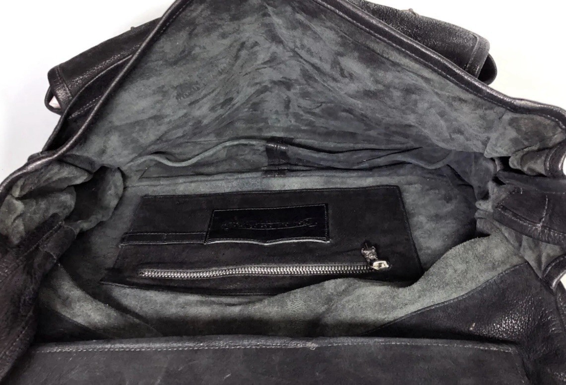 Vintage 90’s Chrome Hearts Cross Patches Gunslinger Black Leather Messenger Bag