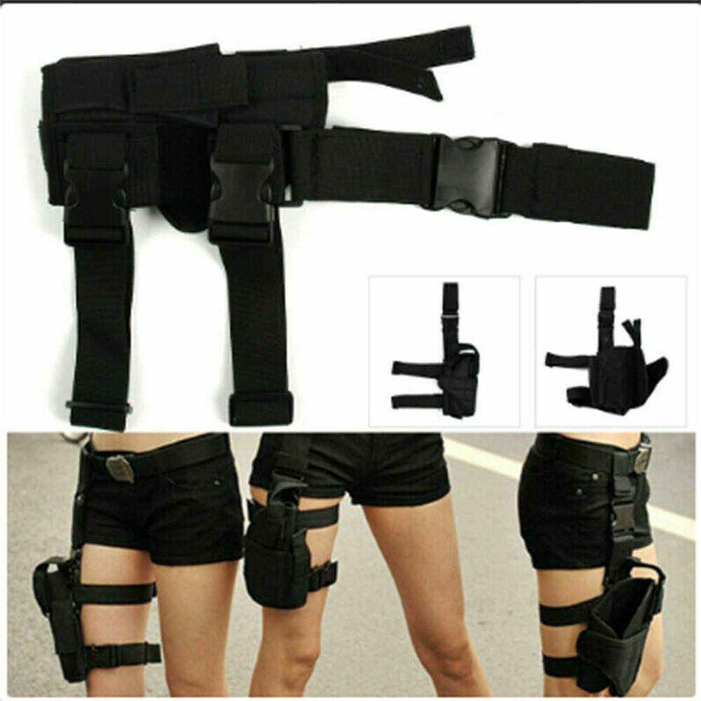 Tactical Adjustable Pistol/Gun Drop Leg Thigh Holster Magazine Pouch Right Hand