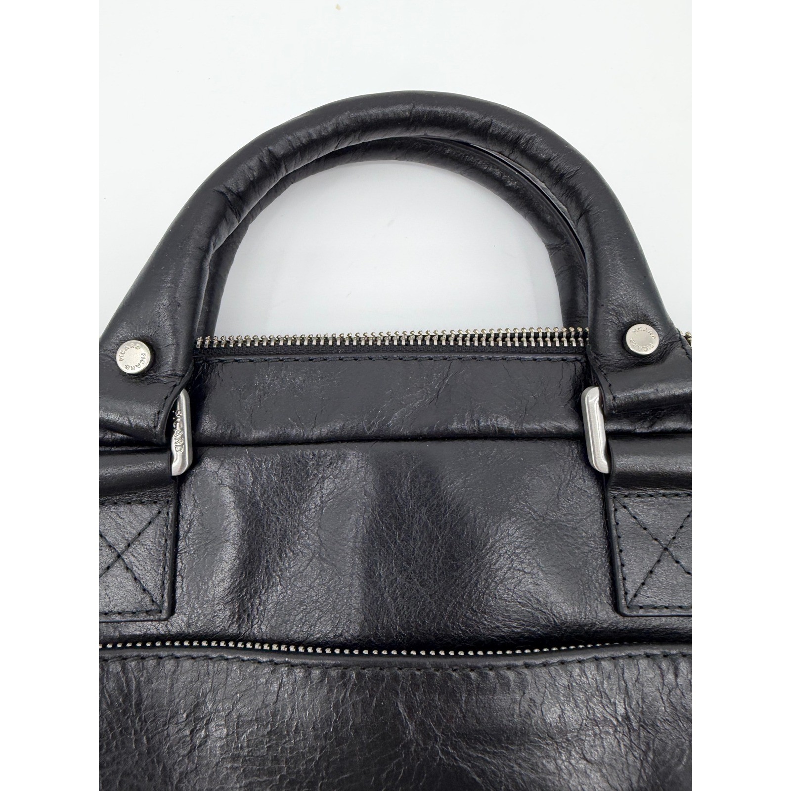 Picard Black Leather Briefcase Slim Laptop Bag Made in Europe NWT