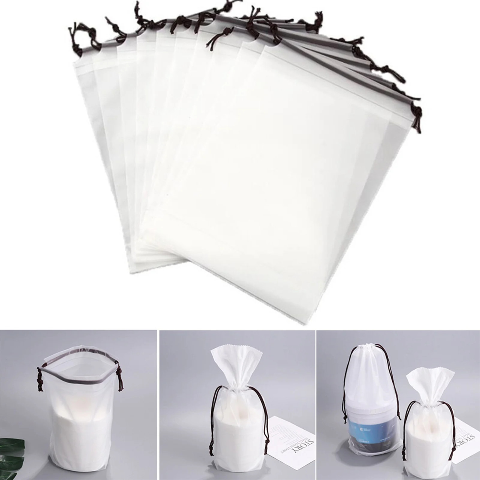 Matte Drawstring Storage Bag Sport Storage PE Folding Clothes Shoes Dustproof Ba