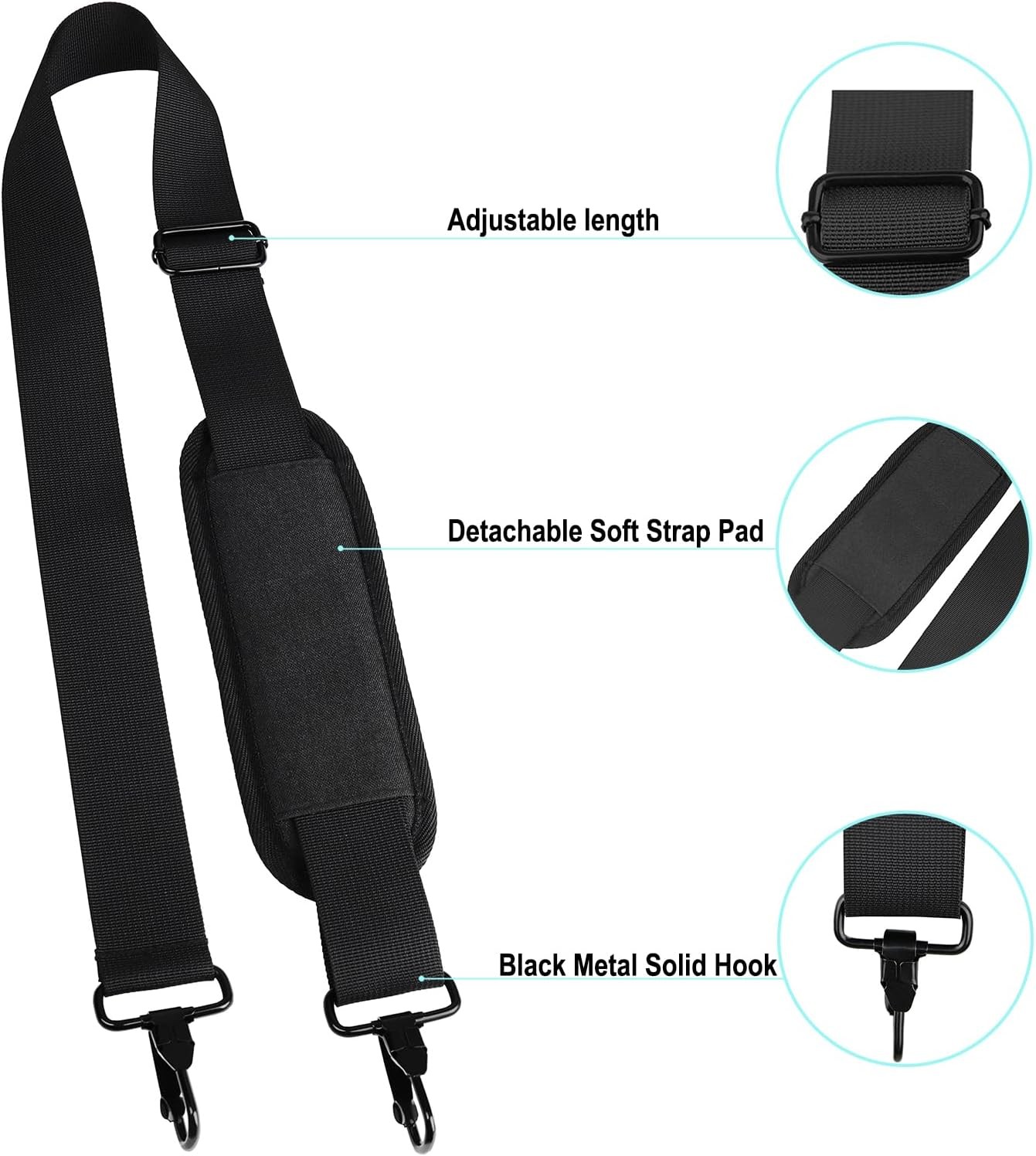 56 inch Shoulder Strap, Universal Adjustable Thick Soft Duffel Bag Shoulder