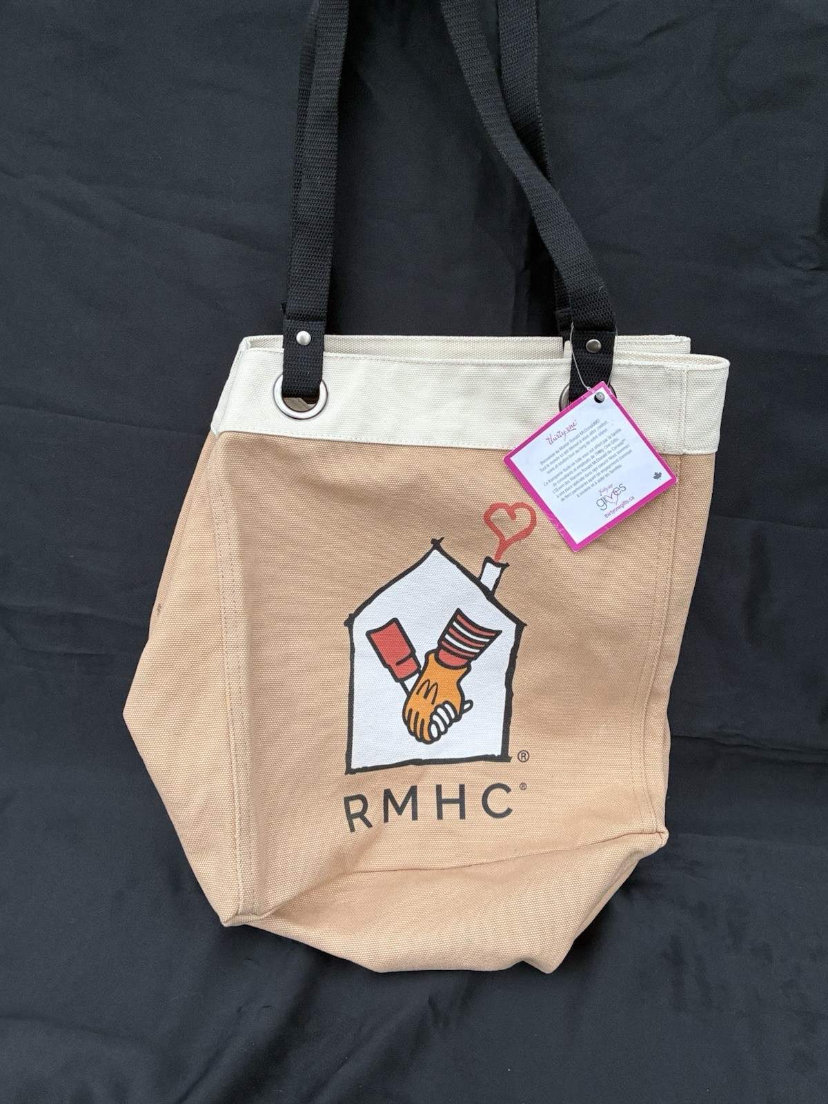 thirty-one gifts Canvas Crew Carry All Tote Beige & Cream -Ronald McDonald House