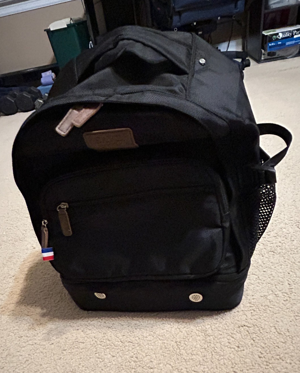 Save The Ocean Black Nylon Backpack with storage section in bottom – 18x13x8