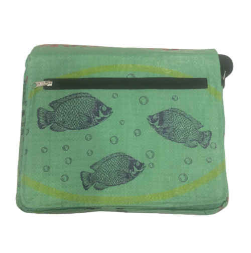 Recycled Messenger Bags 36cm wide x 28cm high long strap Fair Trade