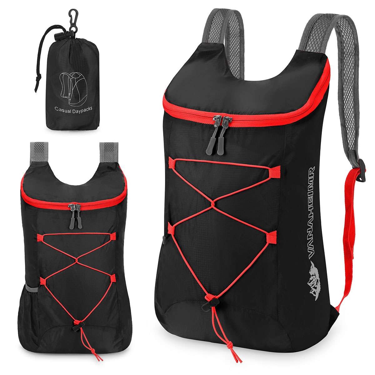 1/2pc Men Women Foldable Travel Backpack Lightweight Rucksack Camping Hiking Bag