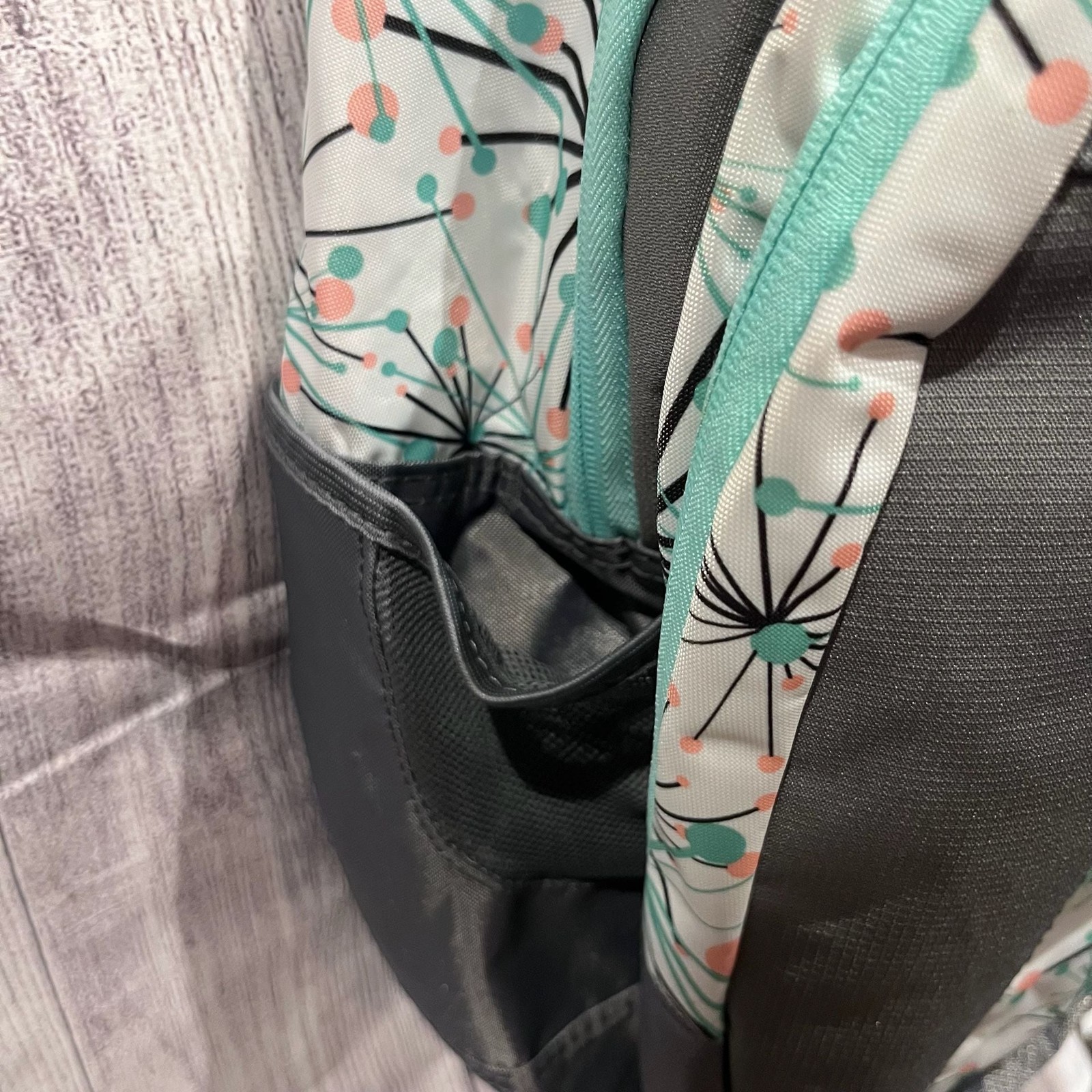 Eastsport Backpack Gray Teal Floral School Travel Laptop Book Bag Multi Pocket