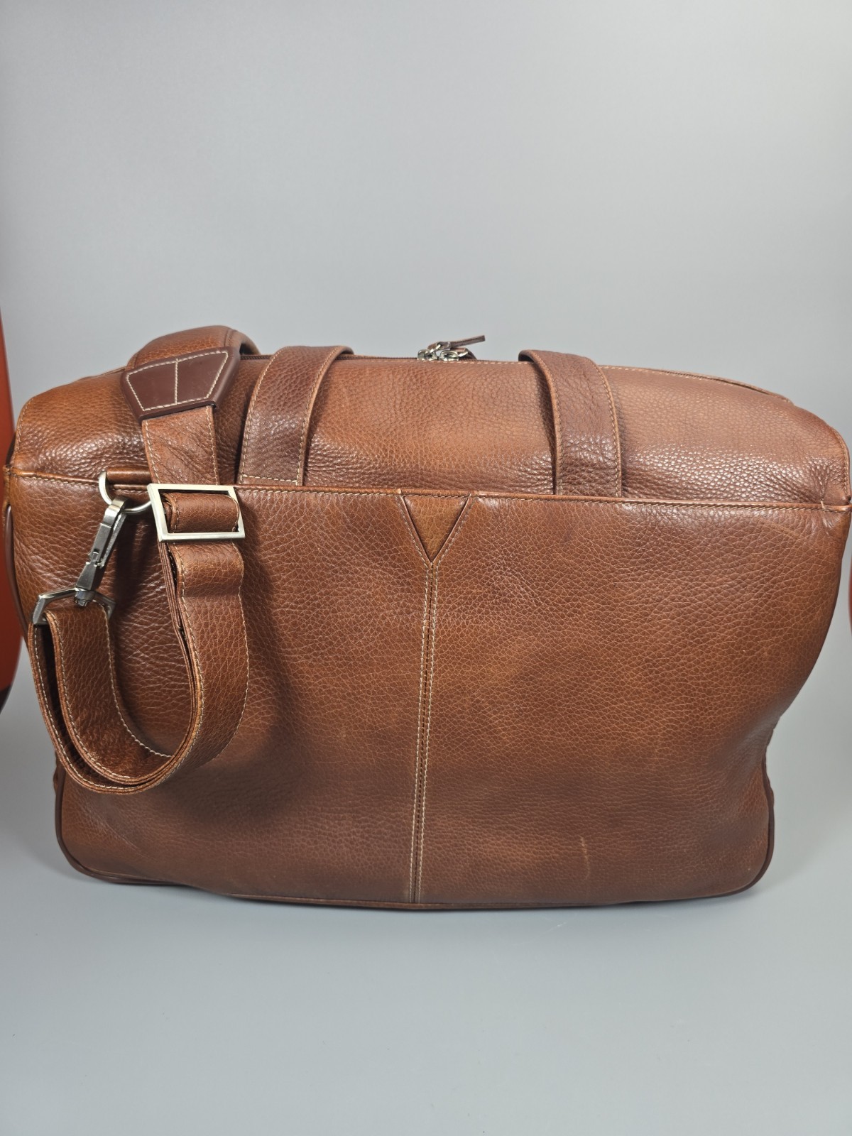 Johnston & Murphy Brown Leather Briefcase Shoulder Laptop Bag