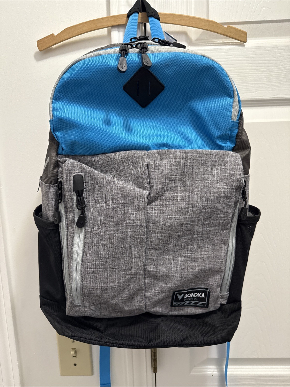 Bondka 19.5″ Eolus Backpack – Blue & Heathered Gray Holds Laptop. School/travel