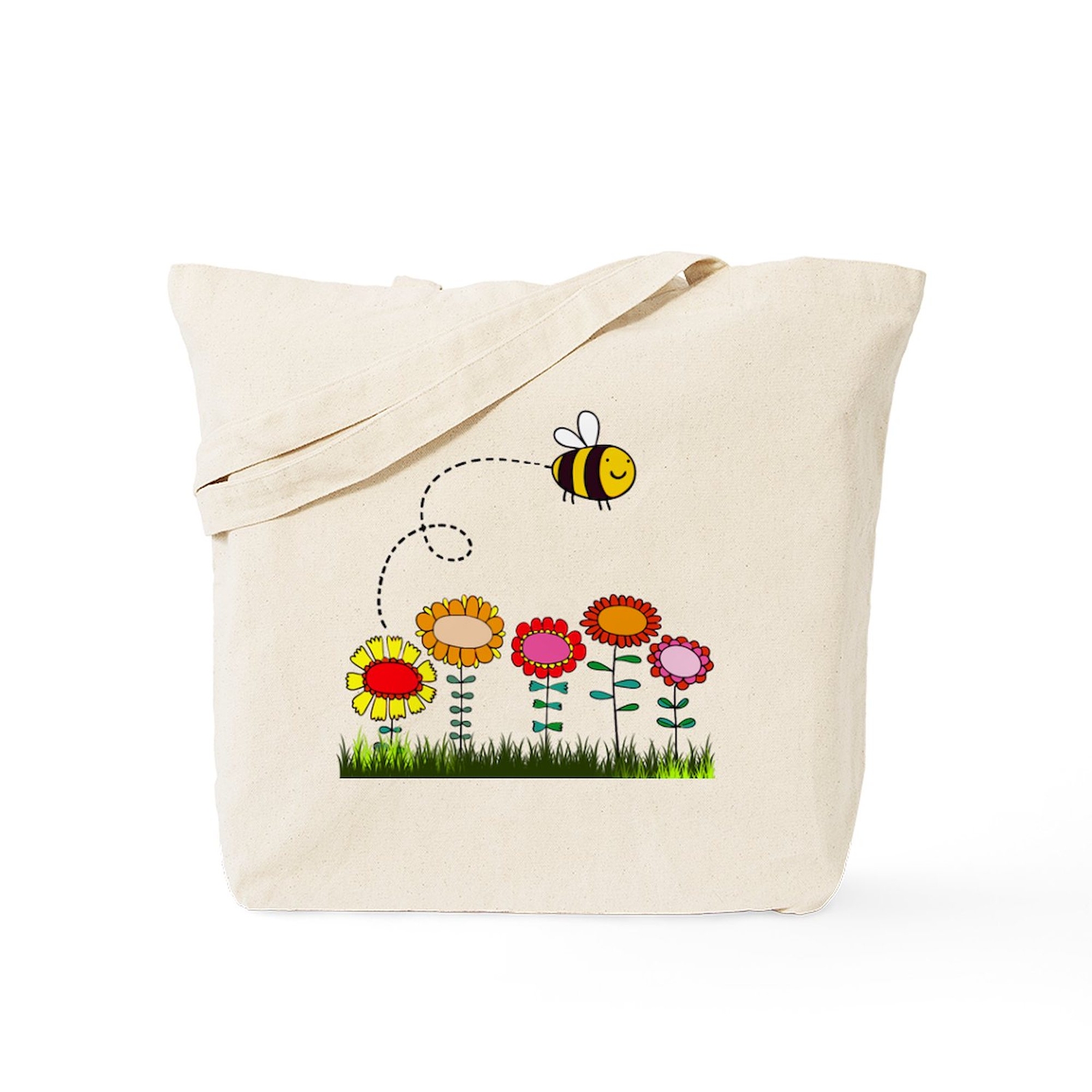 CafePress Bee Buzzing Flower Garden Shower Curtain Tote Bag (1104257615)