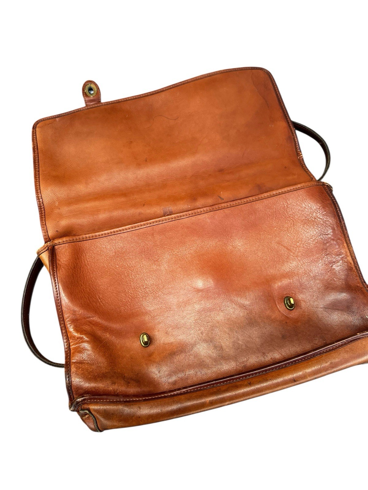 Vintage Jack George Brown Worn Leather Turn Lock Briefcase! 16x12x5in